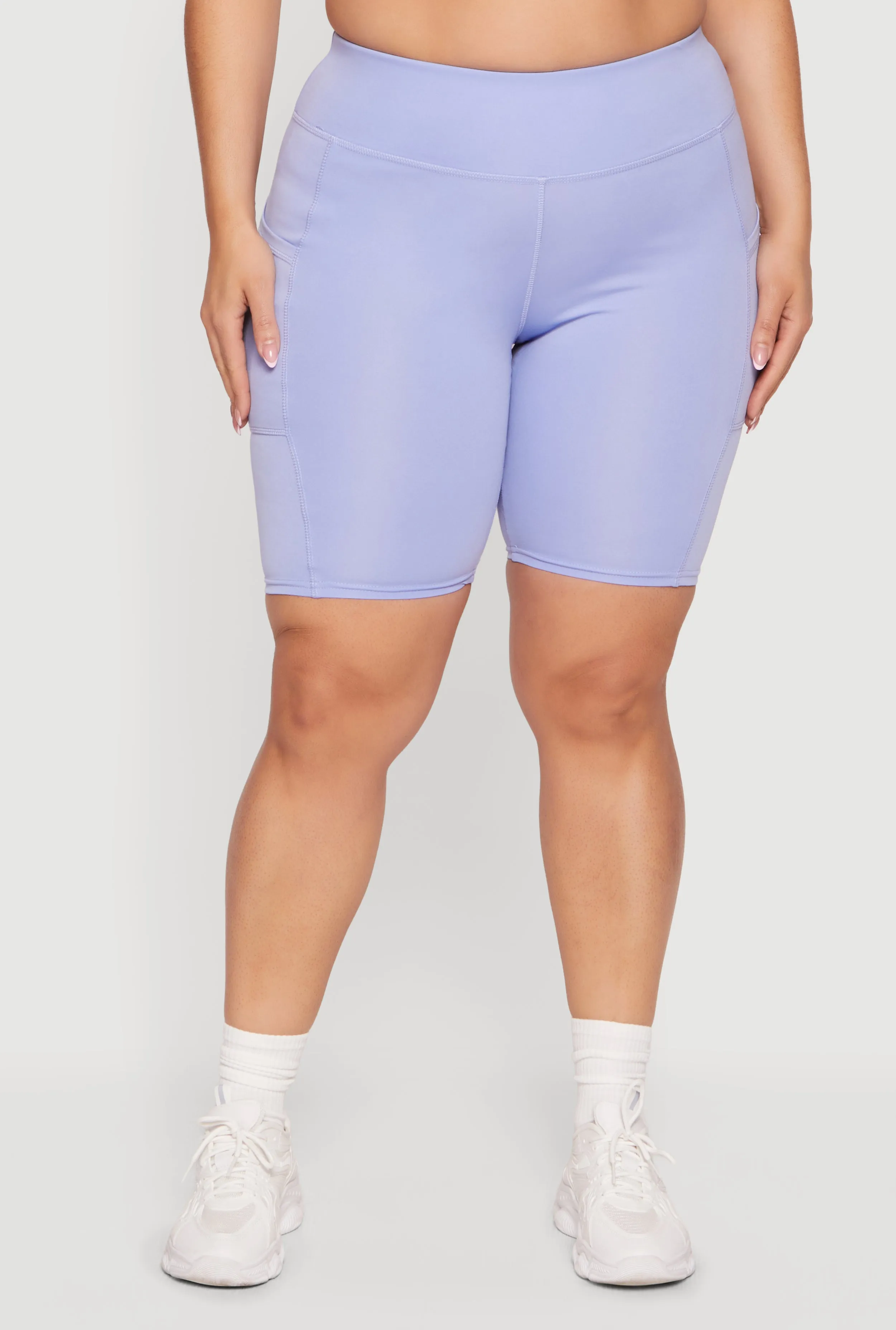 Plus Size High Waisted Bike Shorts with Cell Phone Pockets sold by Rainbow product image thumbnail 3