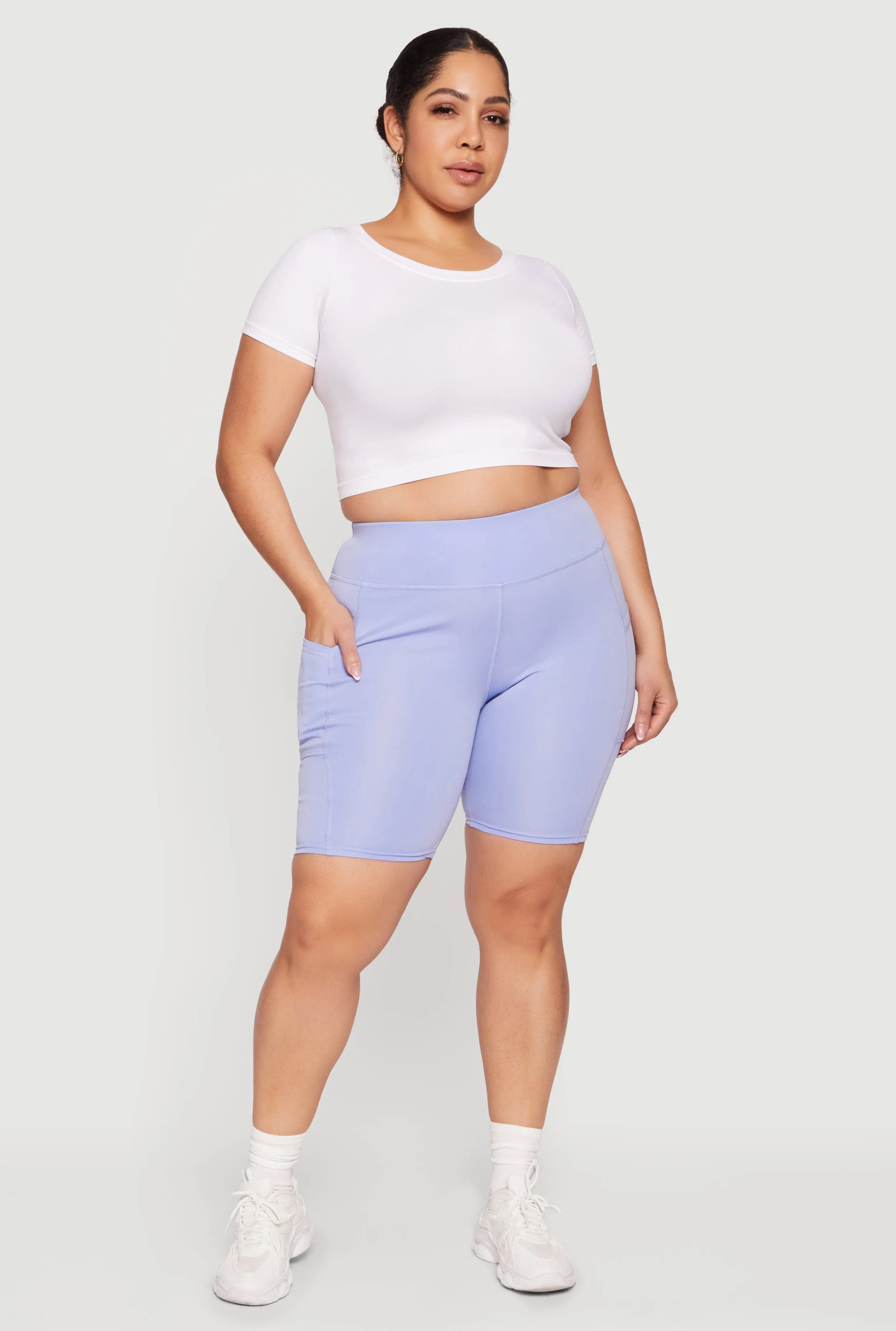 Plus Size High Waisted Bike Shorts with Cell Phone Pockets sold by Rainbow