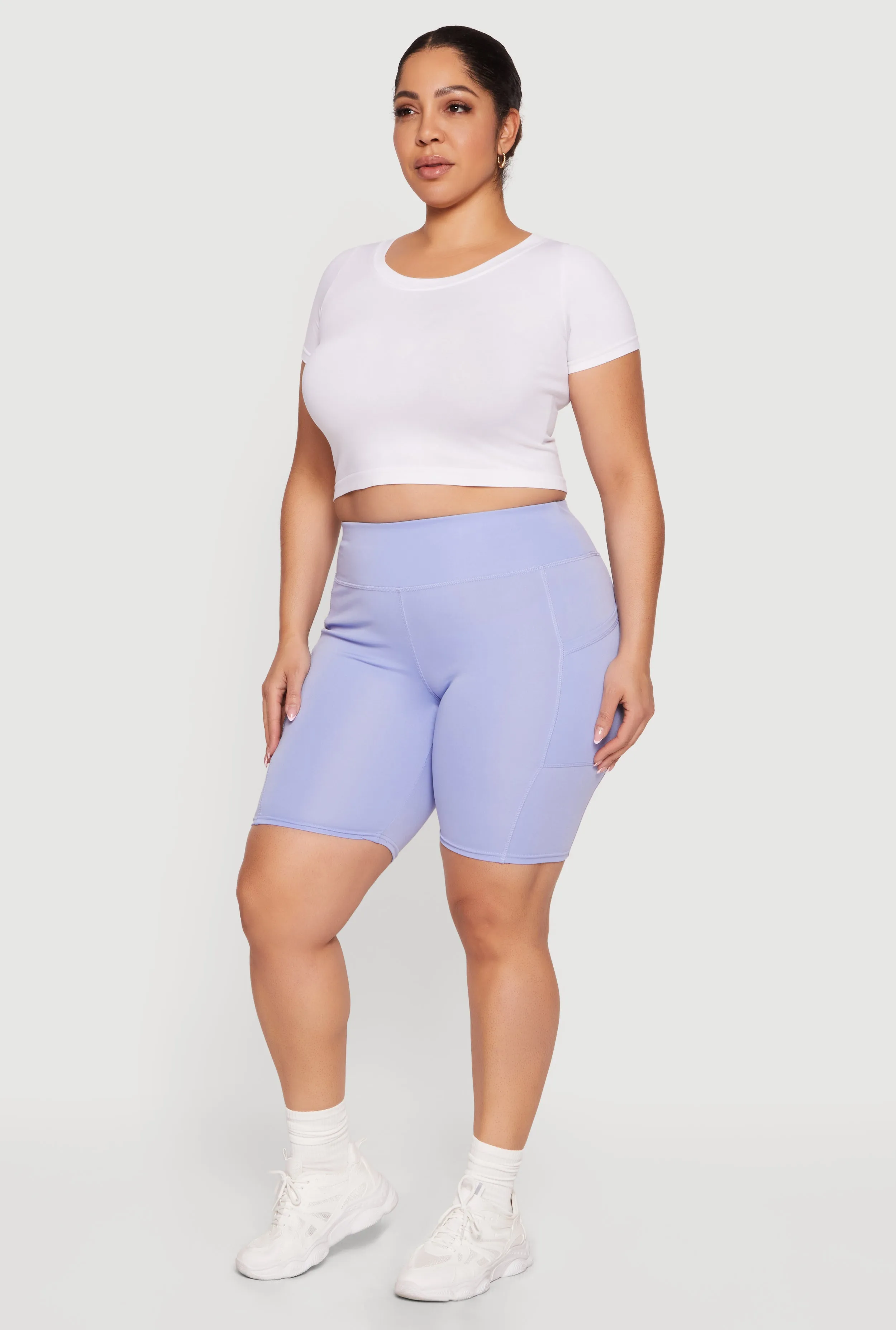 Plus Size High Waisted Bike Shorts with Cell Phone Pockets sold by Rainbow product image thumbnail 2