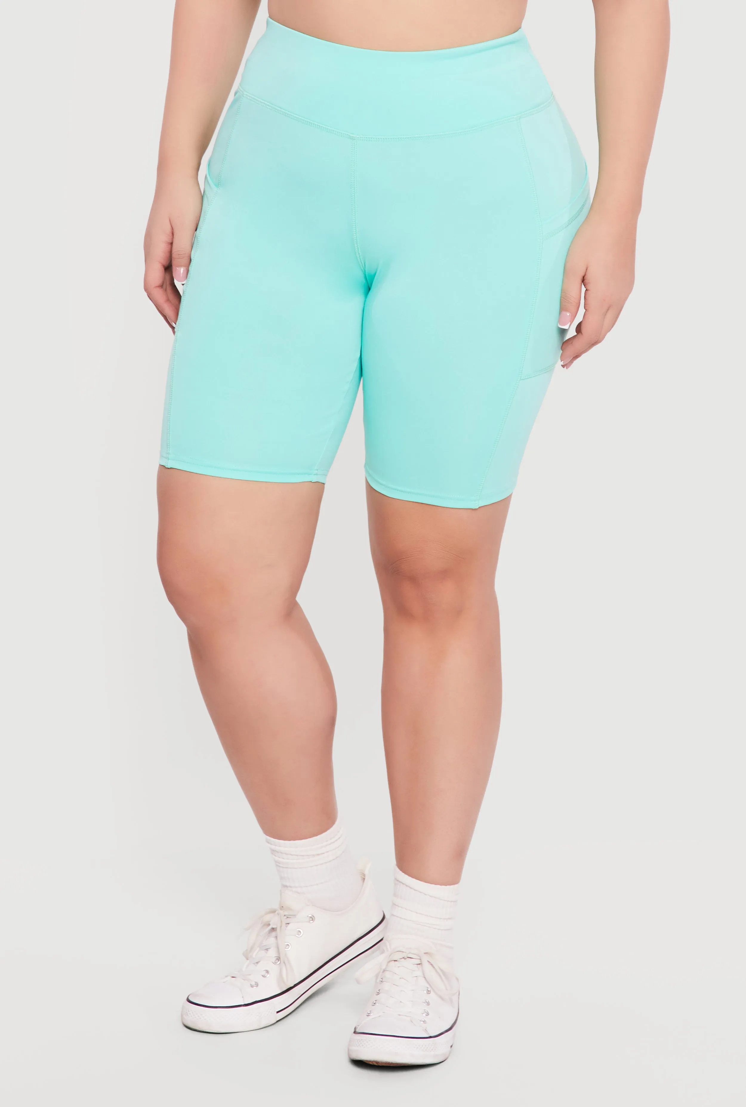 Plus Size High Waisted Bike Shorts with Cell Phone Pockets sold by Rainbow product image thumbnail 3