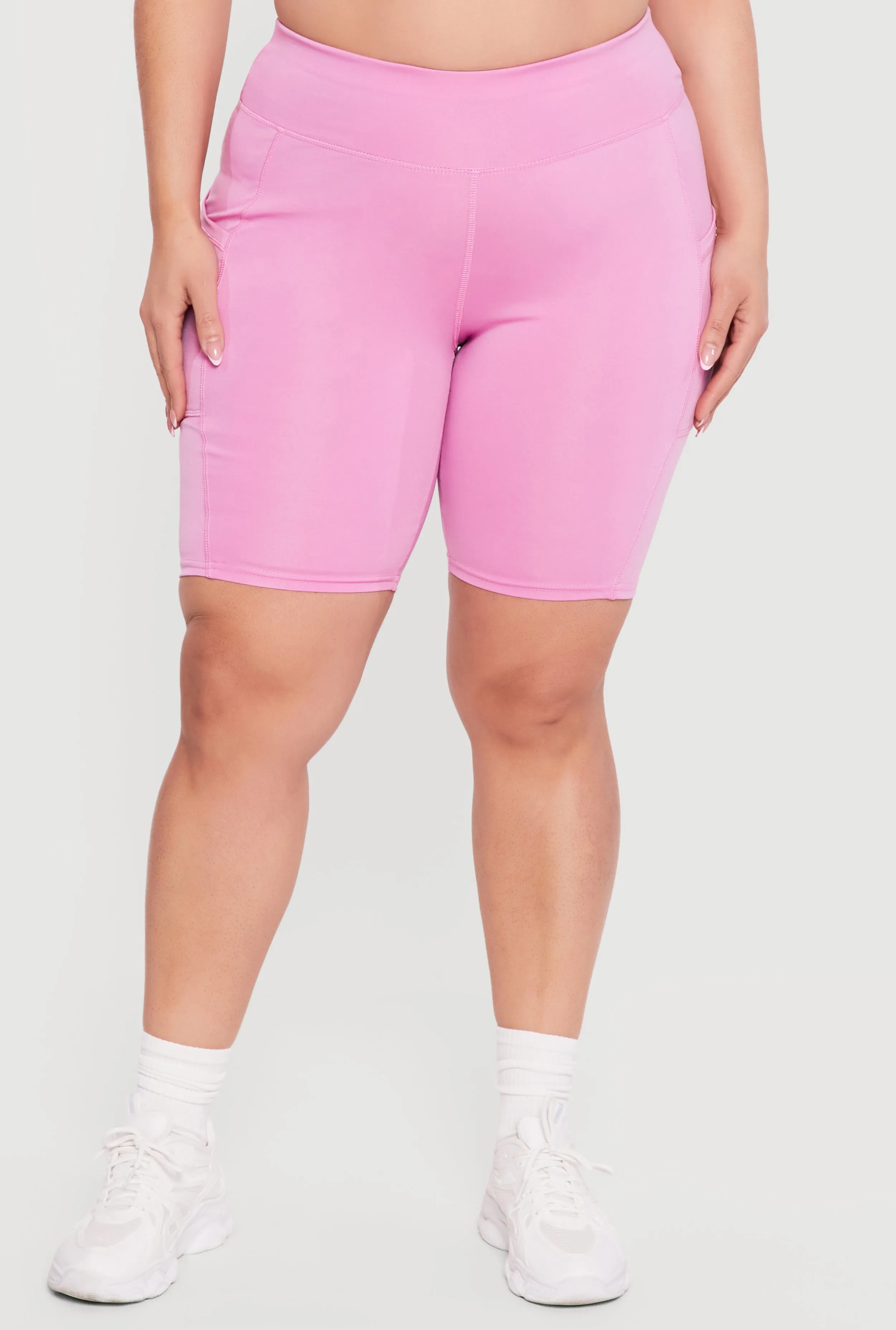 Plus Size High Waisted Bike Shorts with Cell Phone Pockets sold by Rainbow product image thumbnail 3