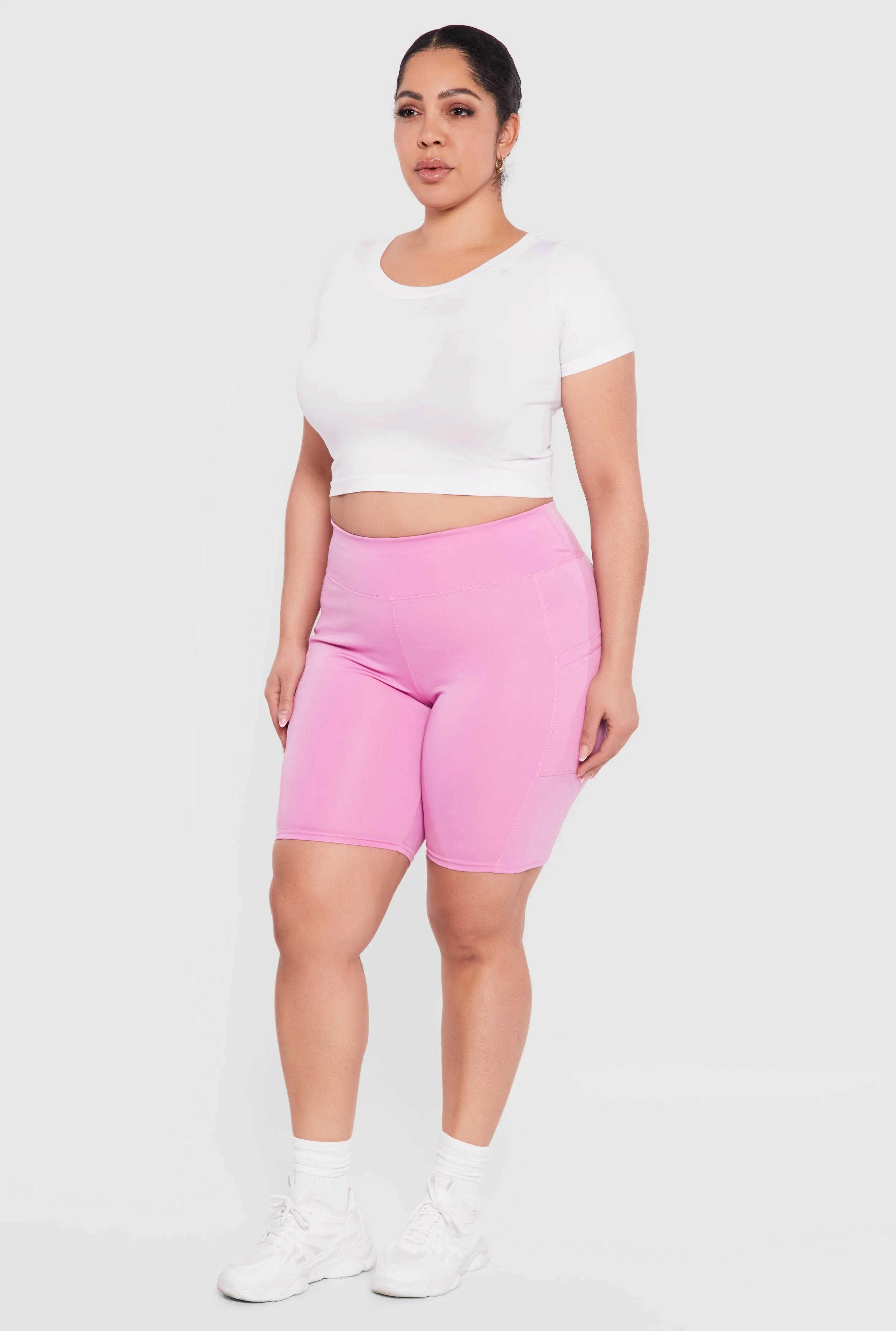 Plus Size High Waisted Bike Shorts with Cell Phone Pockets sold by Rainbow product image thumbnail 2