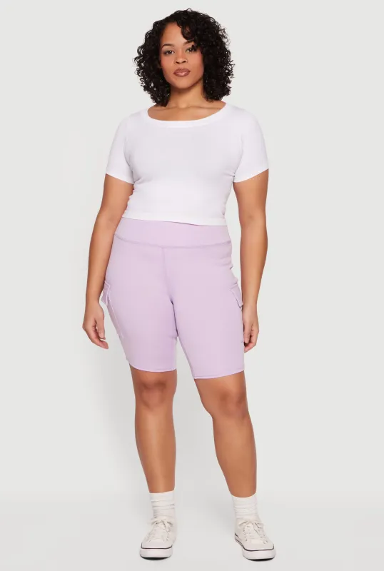 Plus Size High Waisted Cargo Bike Shorts sold by Rainbow