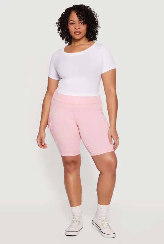 Plus Size High Waisted Cargo Bike Shorts sold by Rainbow