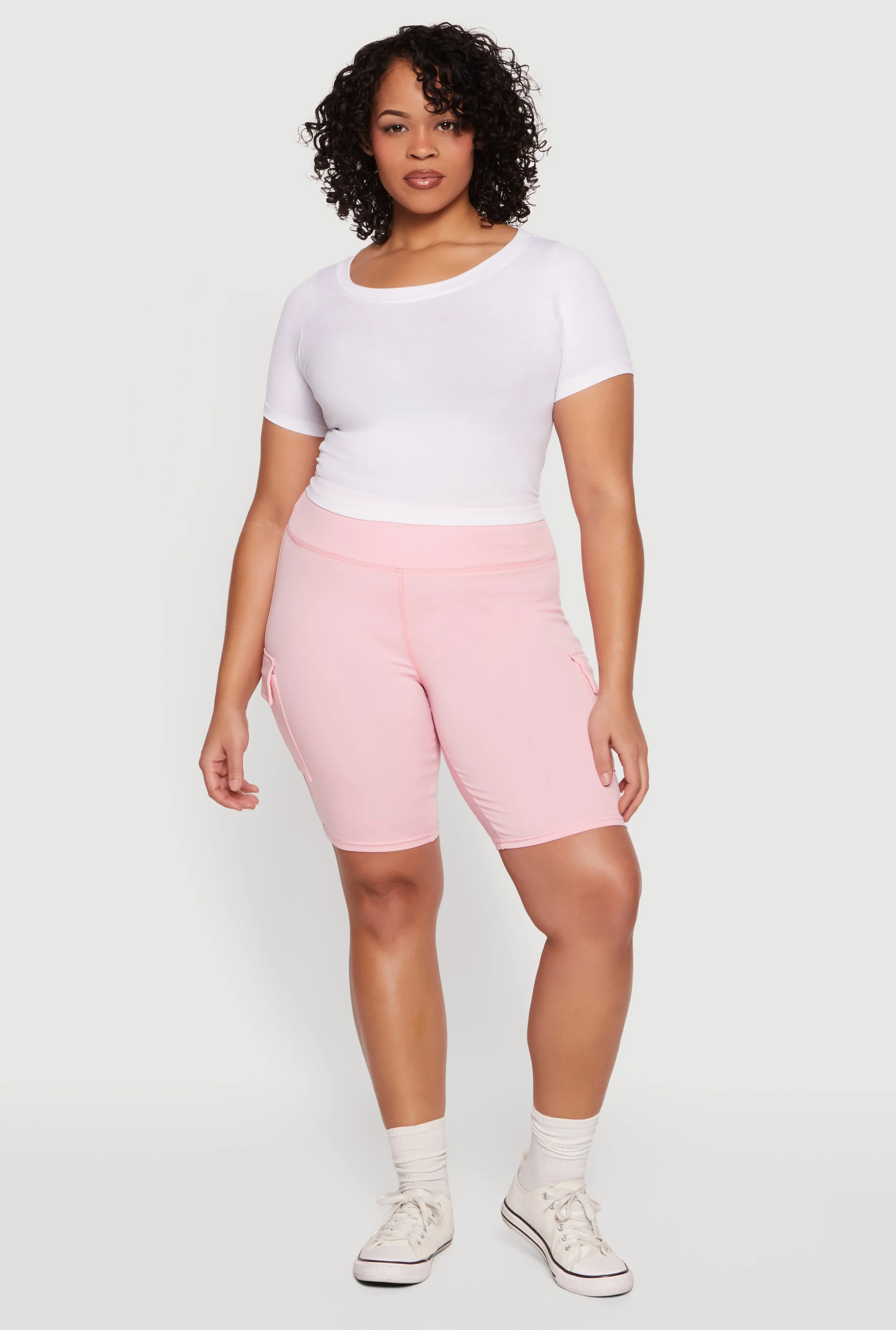 Plus Size High Waisted Cargo Bike Shorts sold by Rainbow