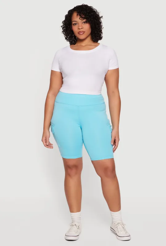Plus Size High Waisted Cargo Bike Shorts sold by Rainbow
