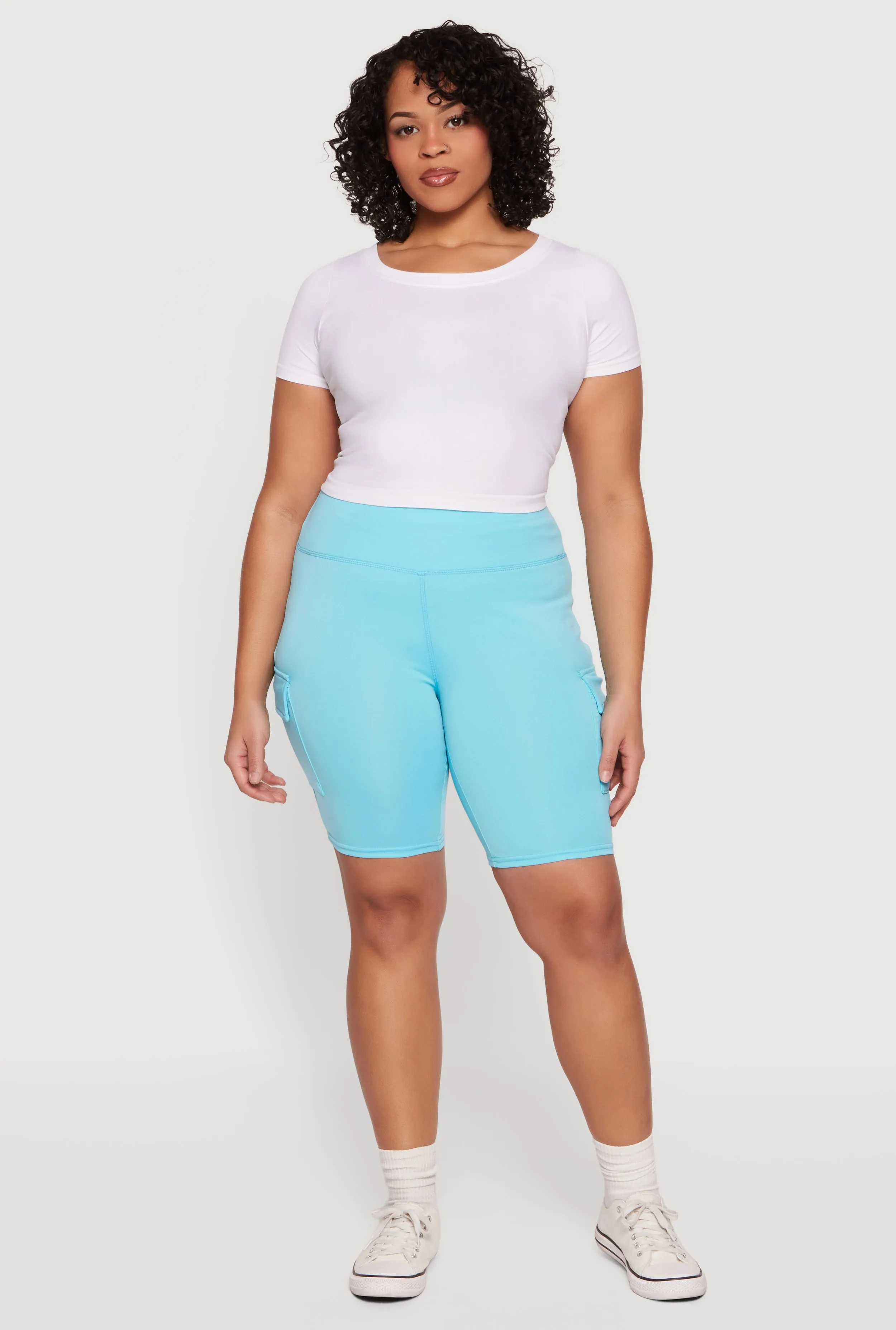 Plus Size High Waisted Cargo Bike Shorts sold by Rainbow