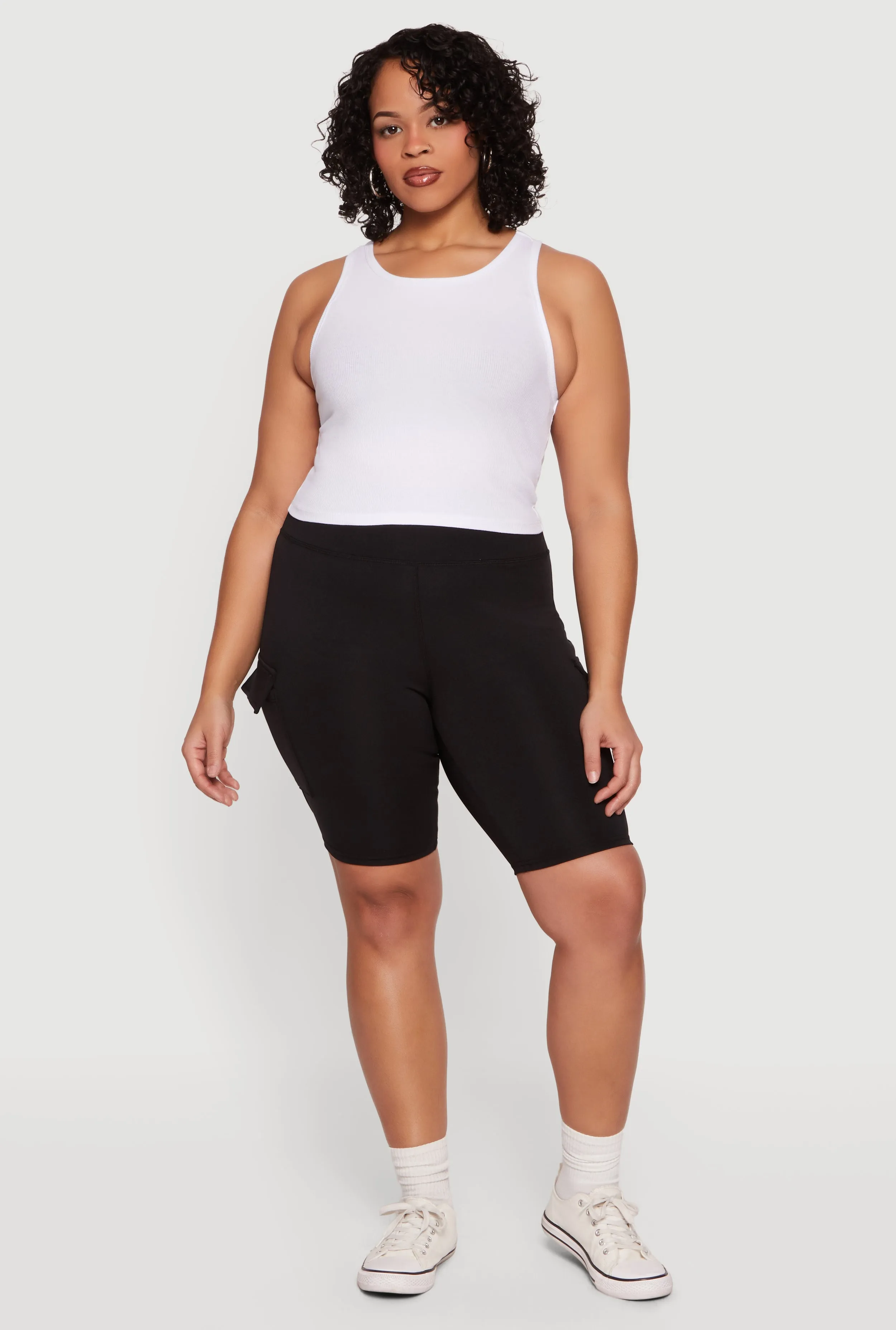 Plus Size High Waisted Cargo Bike Shorts sold by Rainbow
