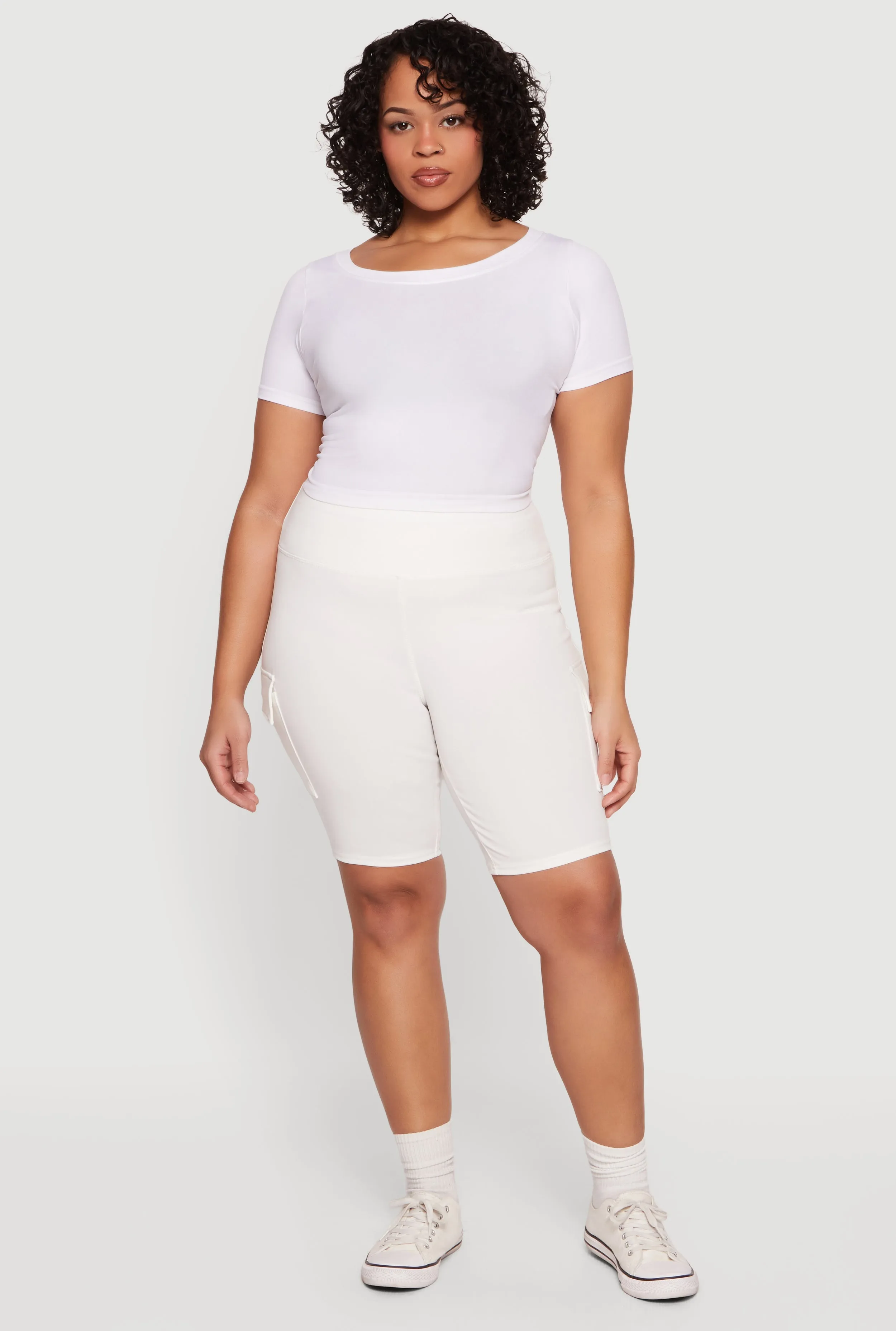 Plus Size High Waisted Cargo Bike Shorts sold by Rainbow