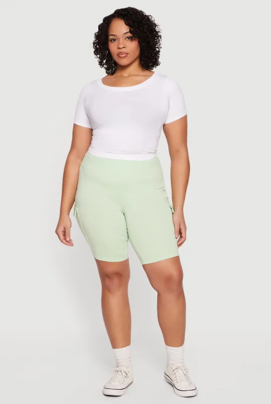 Plus Size High Waisted Cargo Bike Shorts sold by Rainbow