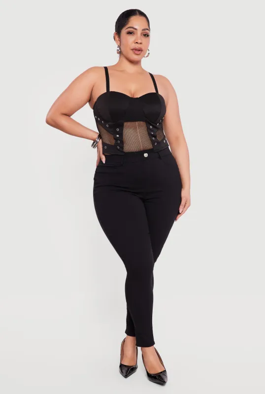 Plus Size Fishnet Grommet Detail Bustier Crop Top sold by Rainbow