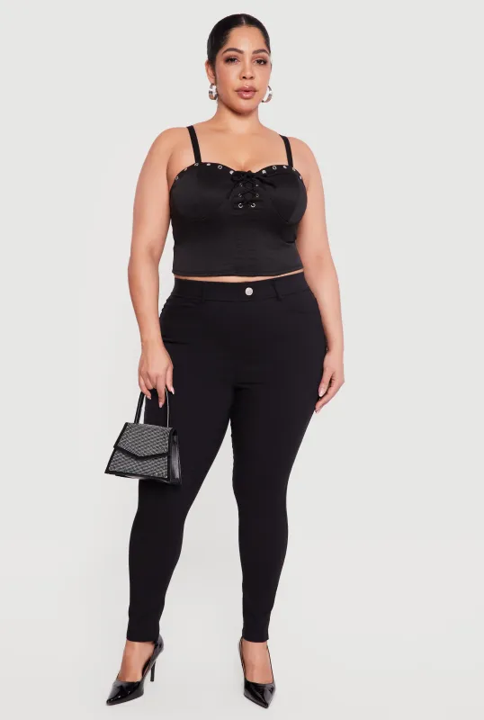 Plus Size Grommet Detail Lace Up Bustier Crop Top sold by Rainbow