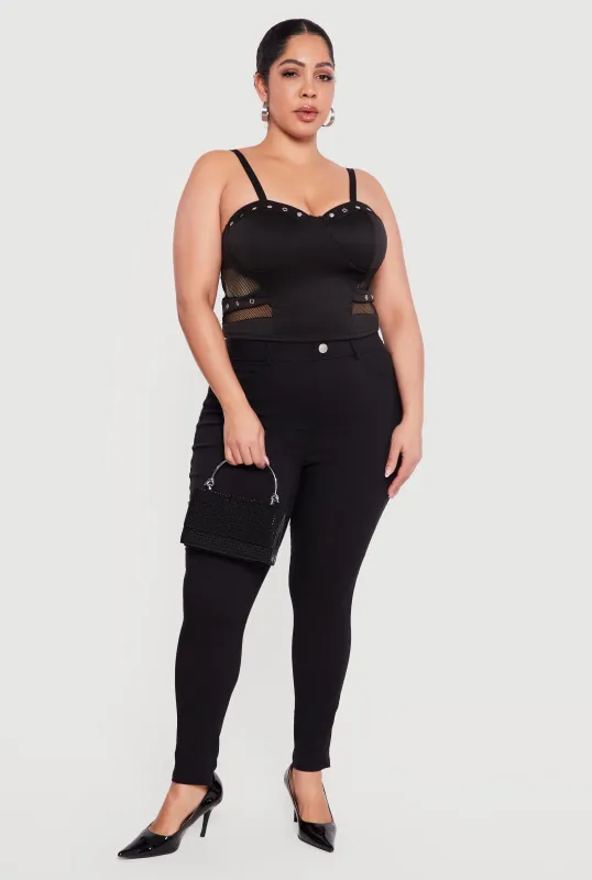 Plus Size Fishnet Detail Bustier Crop Top made by Rainbow