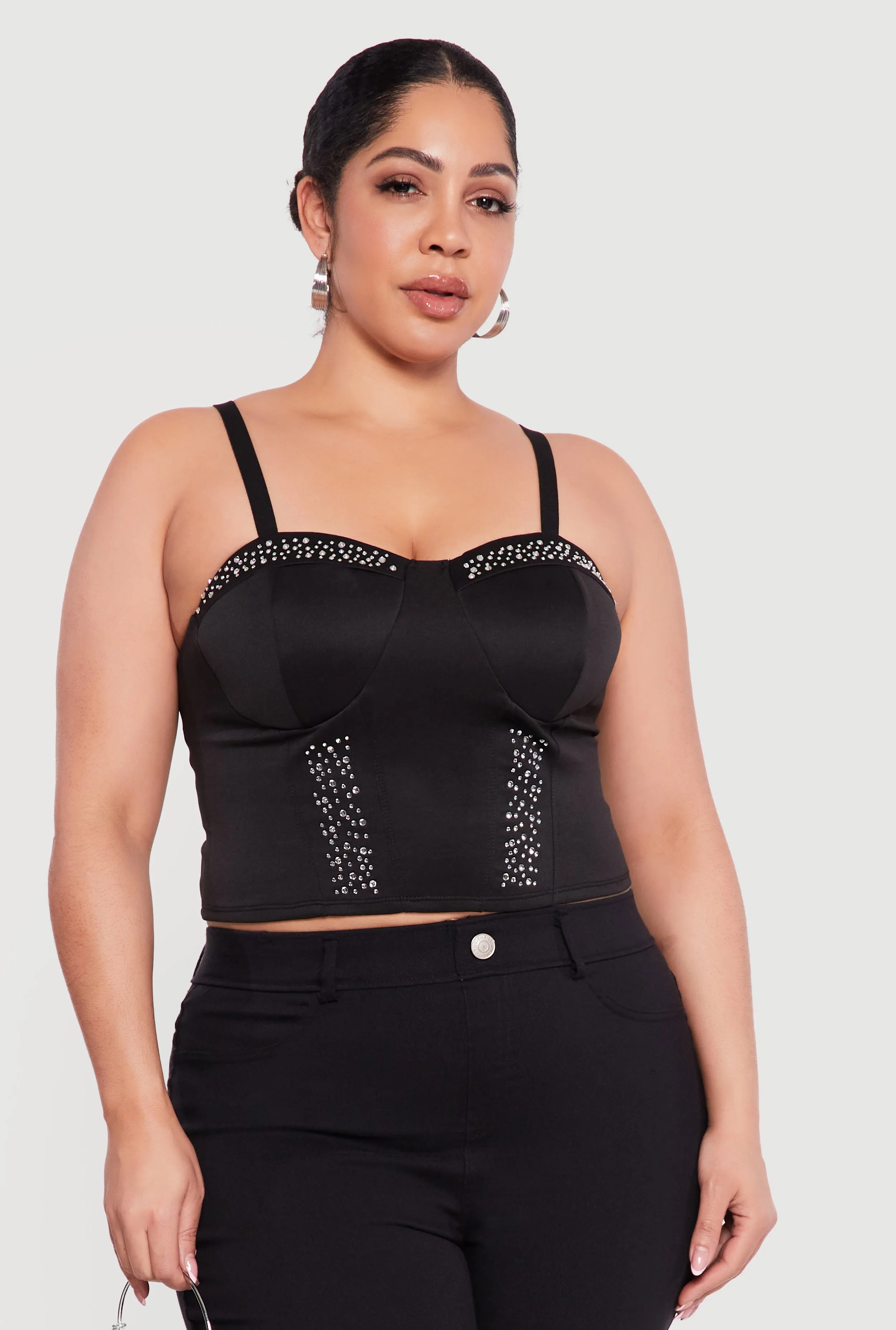 Plus Size Rhinestone Cropped Sweetheart Bustier Top sold by Rainbow product image thumbnail 2