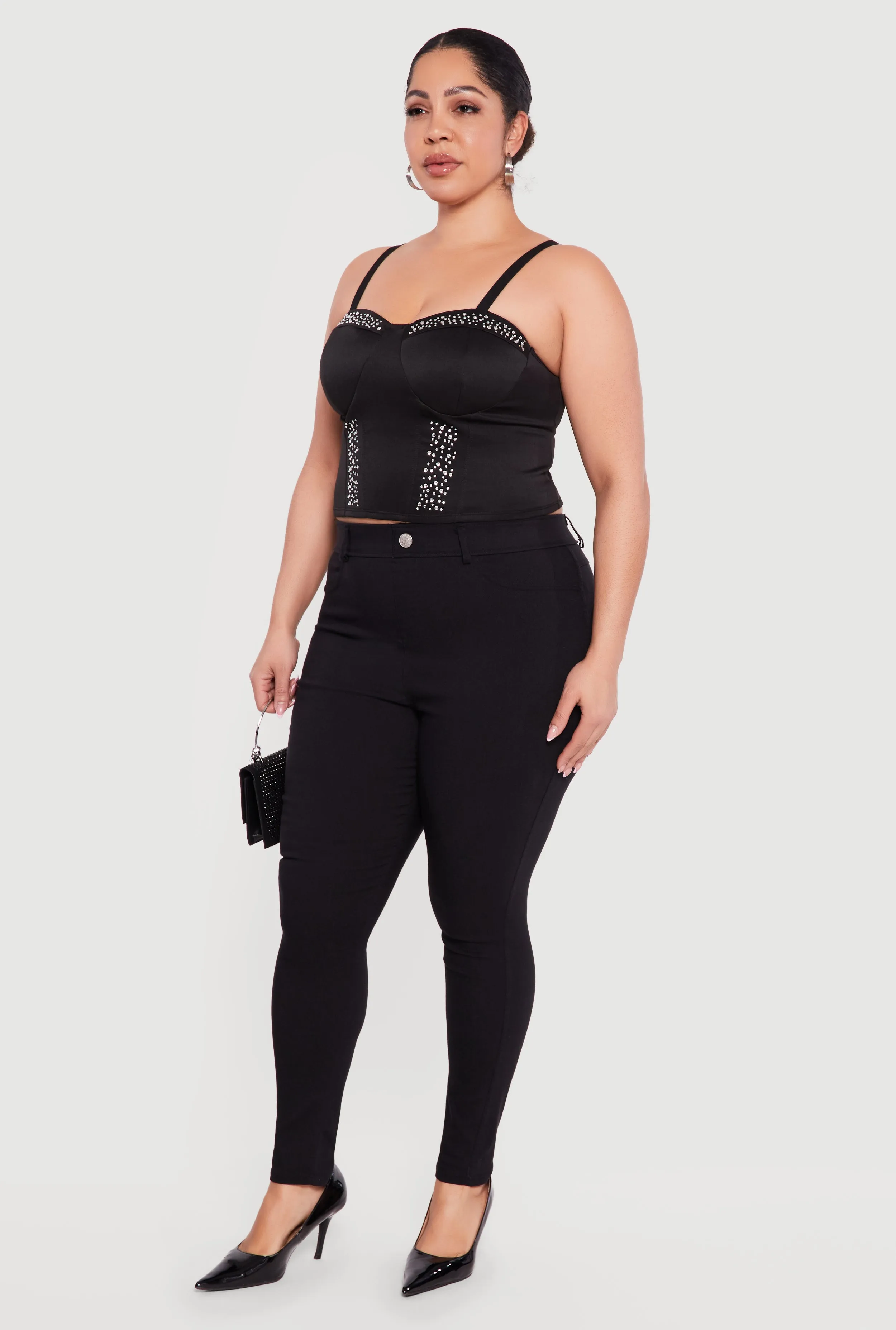 Plus Size Rhinestone Cropped Sweetheart Bustier Top sold by Rainbow product image thumbnail 3