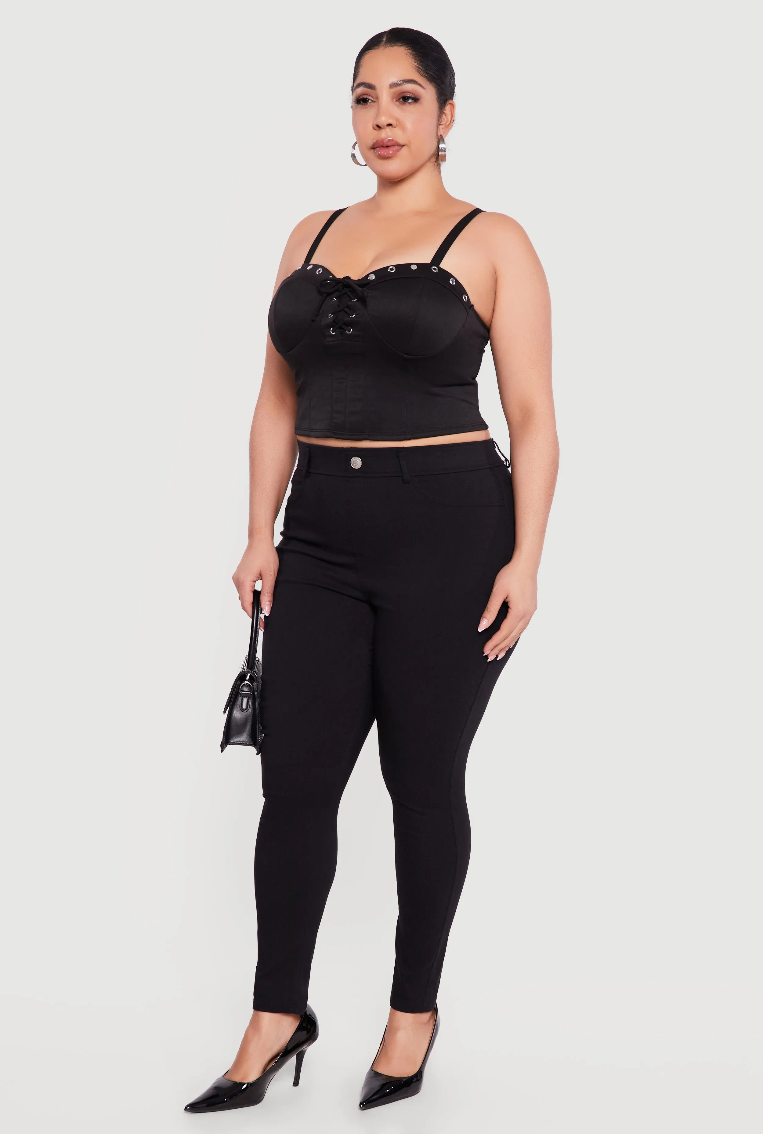 Plus Size Grommet Detail Lace Up Bustier Crop Top sold by Rainbow product image thumbnail 3