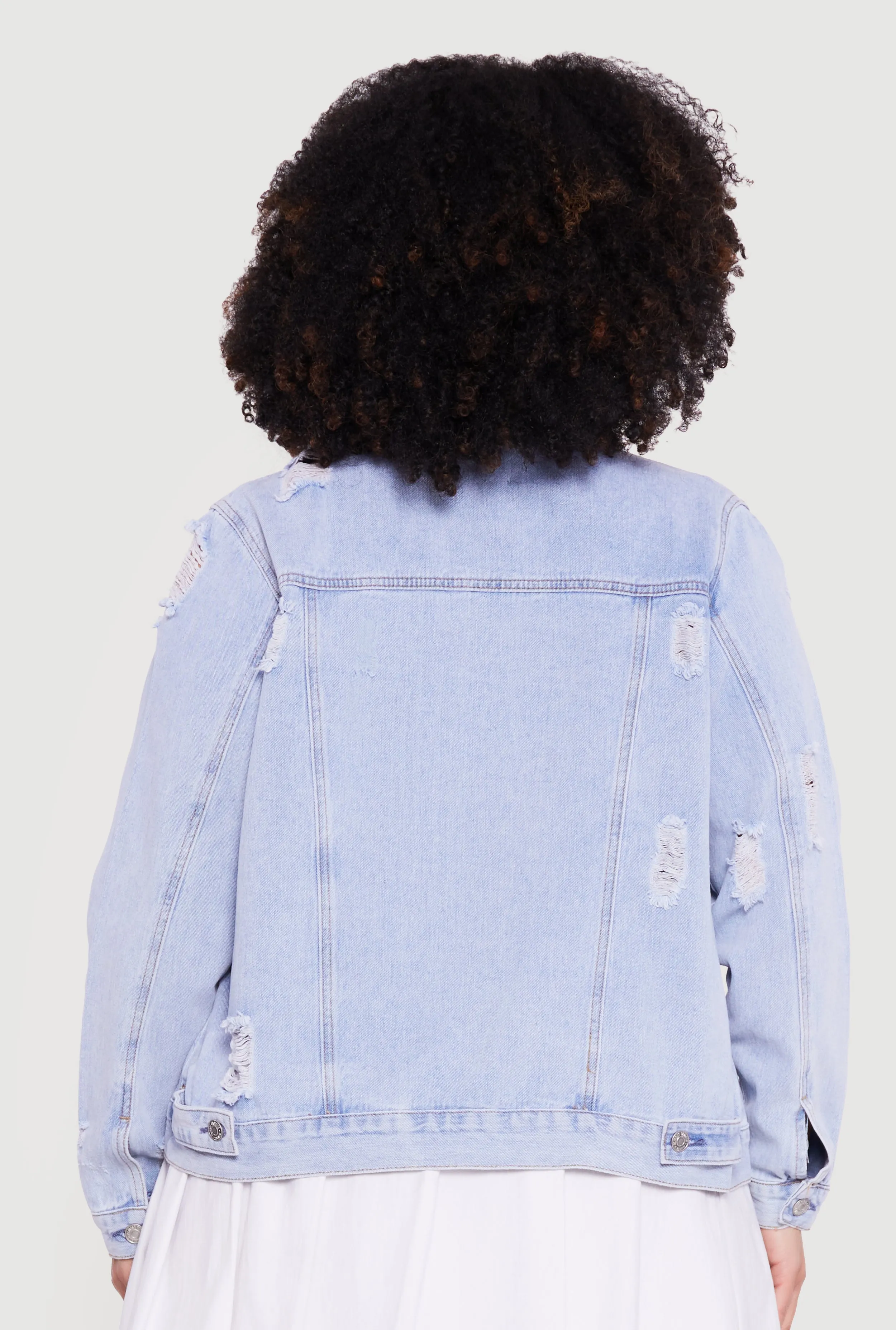 Plus Size Distressed Button Front Jean Jacket sold by Rainbow product image thumbnail 5