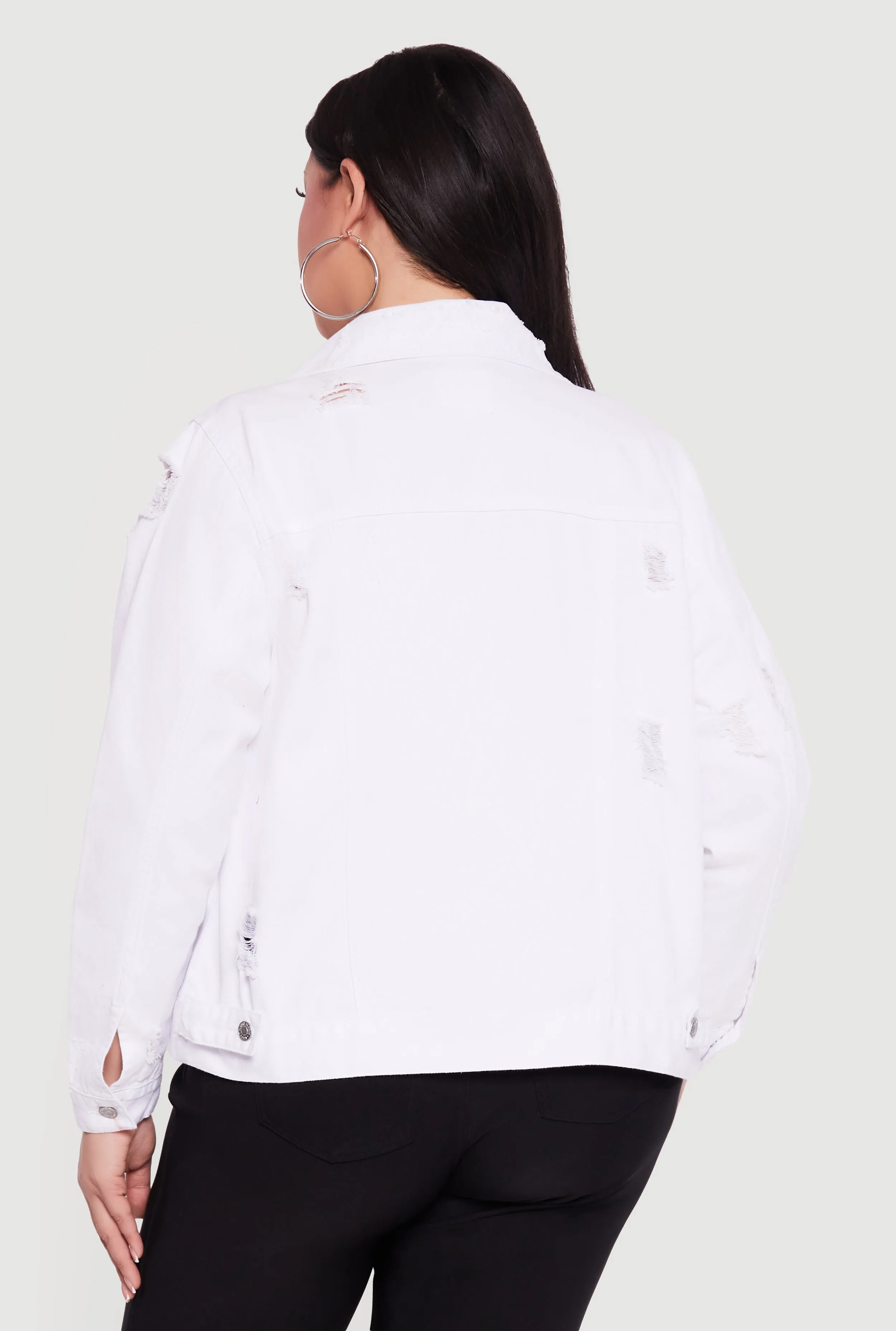 Plus Size Distressed Button Front Jean Jacket sold by Rainbow product image thumbnail 5