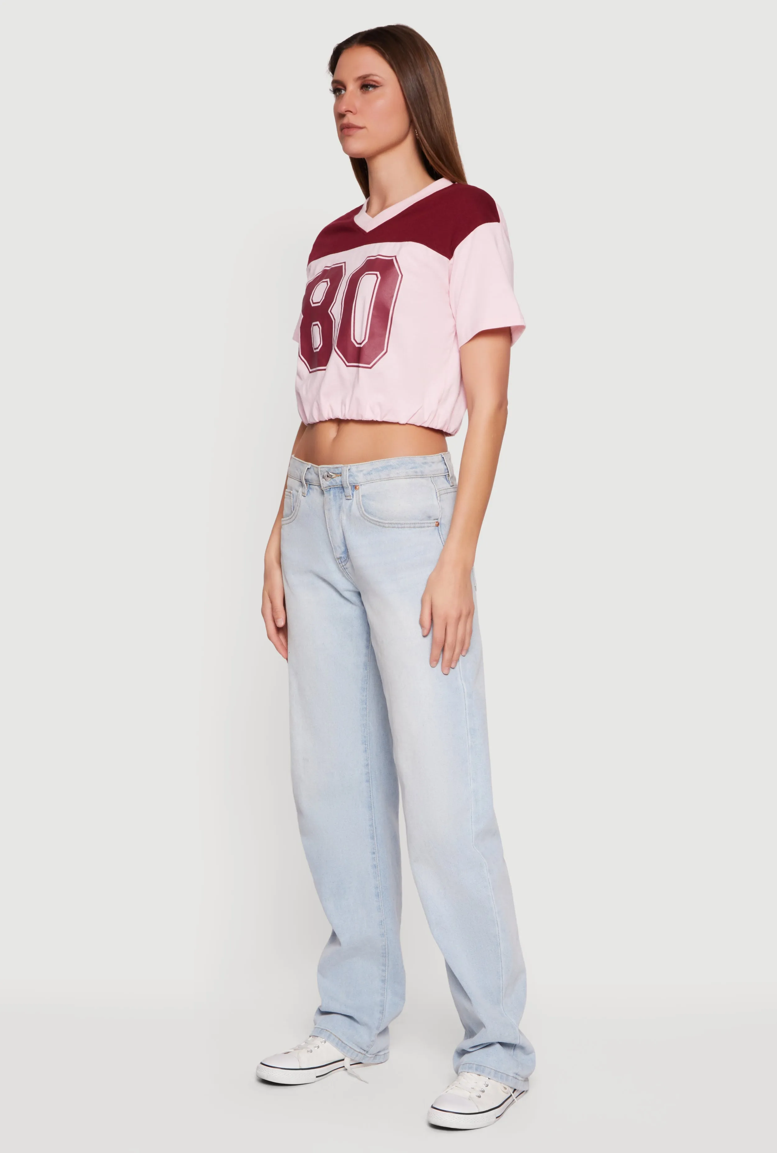 Almost Famous V-Neck Football Cropped T-Shirt sold by Rainbow product image thumbnail 3