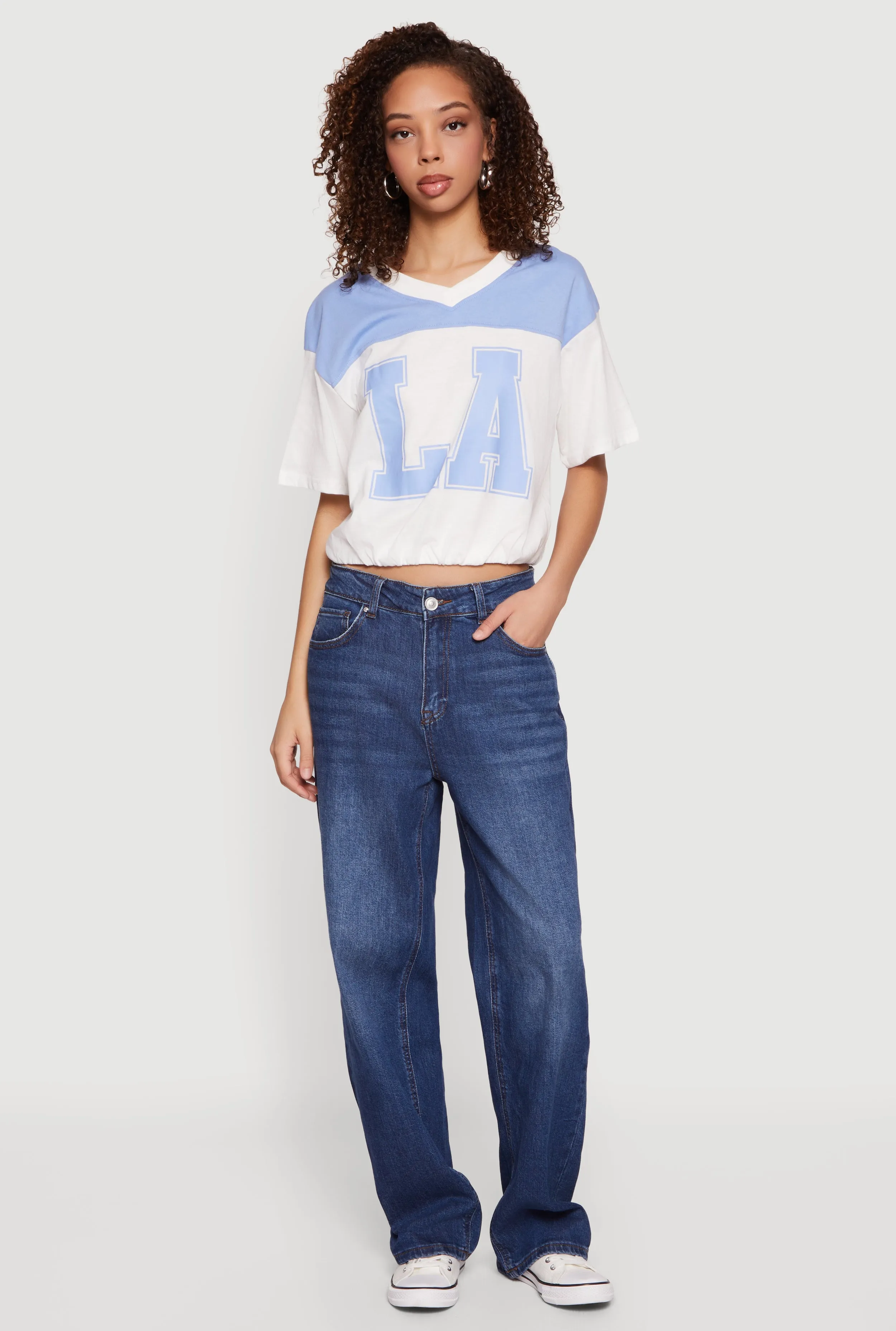 Almost Famous V-Neck Football Cropped T-Shirt sold by Rainbow product image thumbnail 2