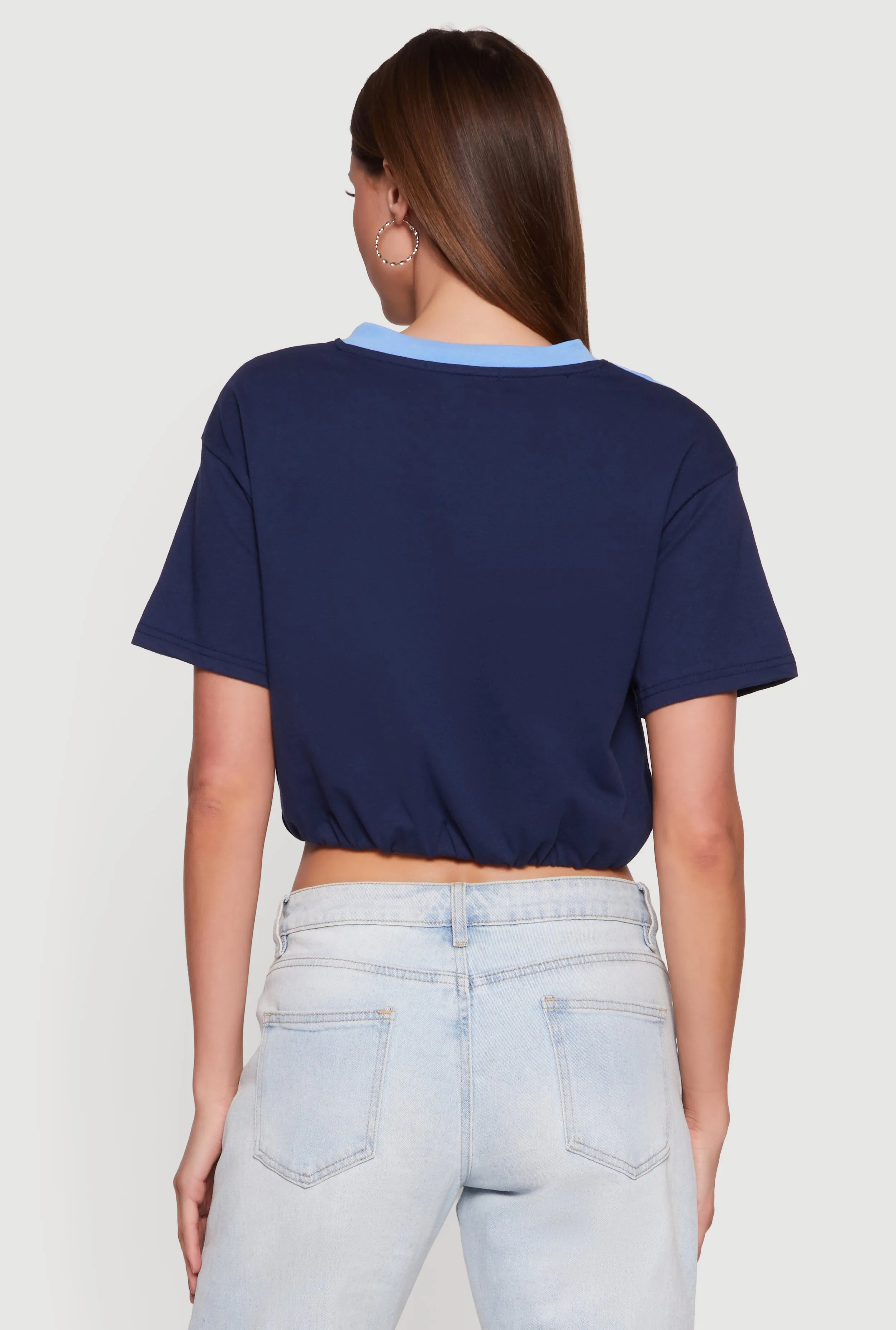 Almost Famous V-Neck Football Cropped T-Shirt sold by Rainbow product image thumbnail 5