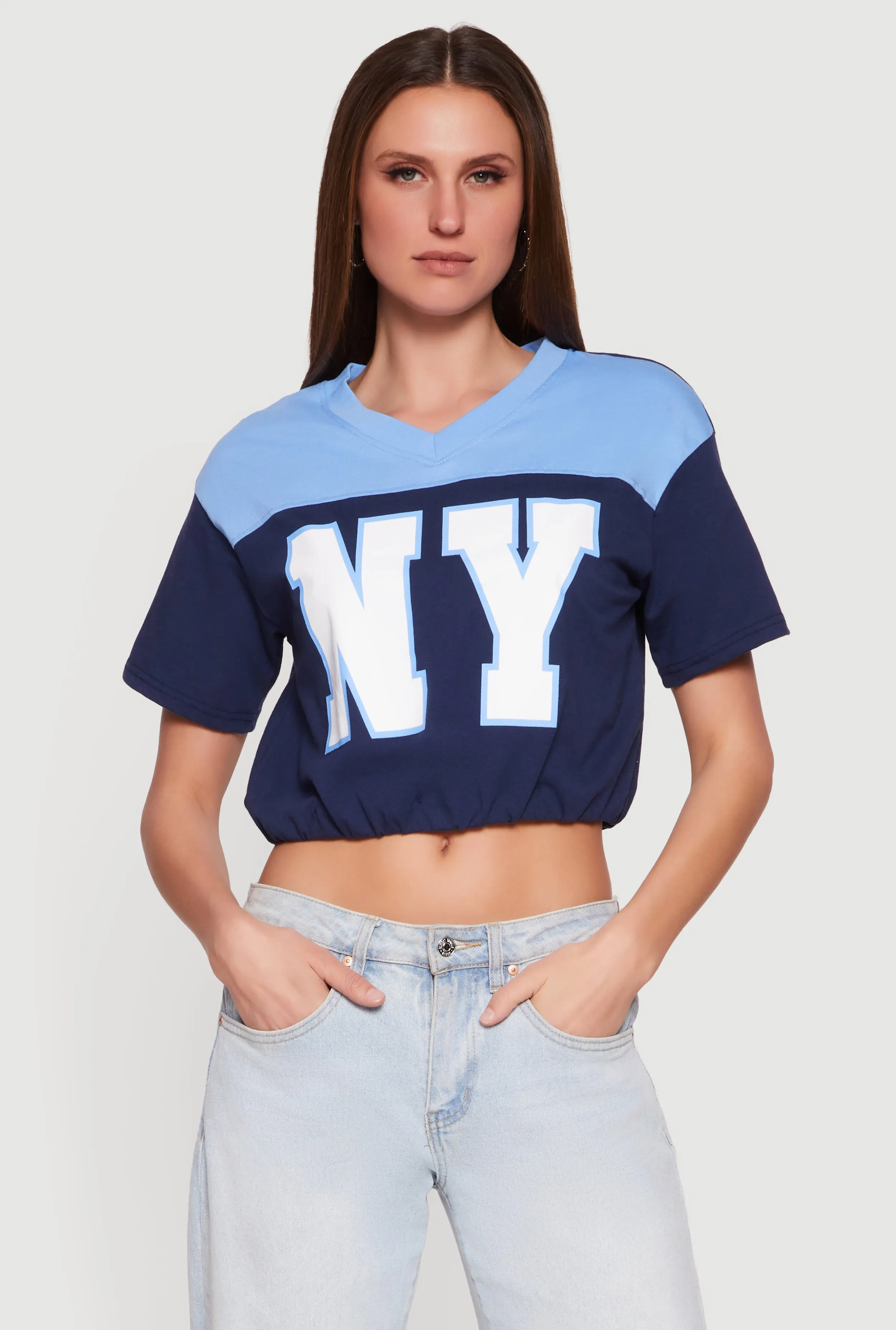 Almost Famous V-Neck Football Cropped T-Shirt sold by Rainbow product image thumbnail 2