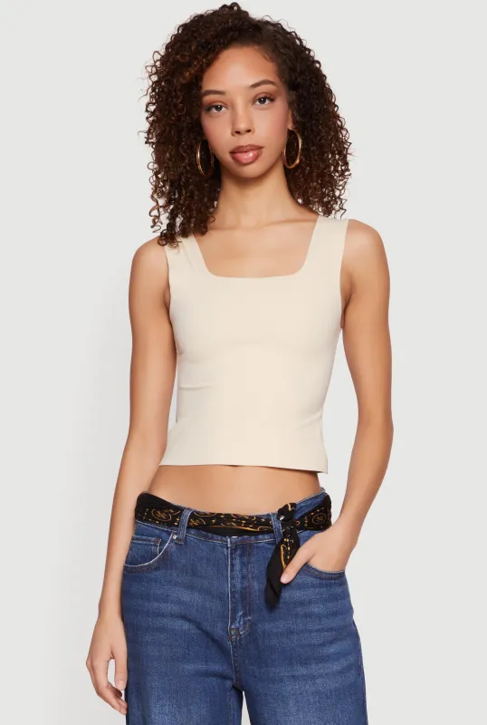 Square Neck Sleeveless Crop Top sold by Rainbow