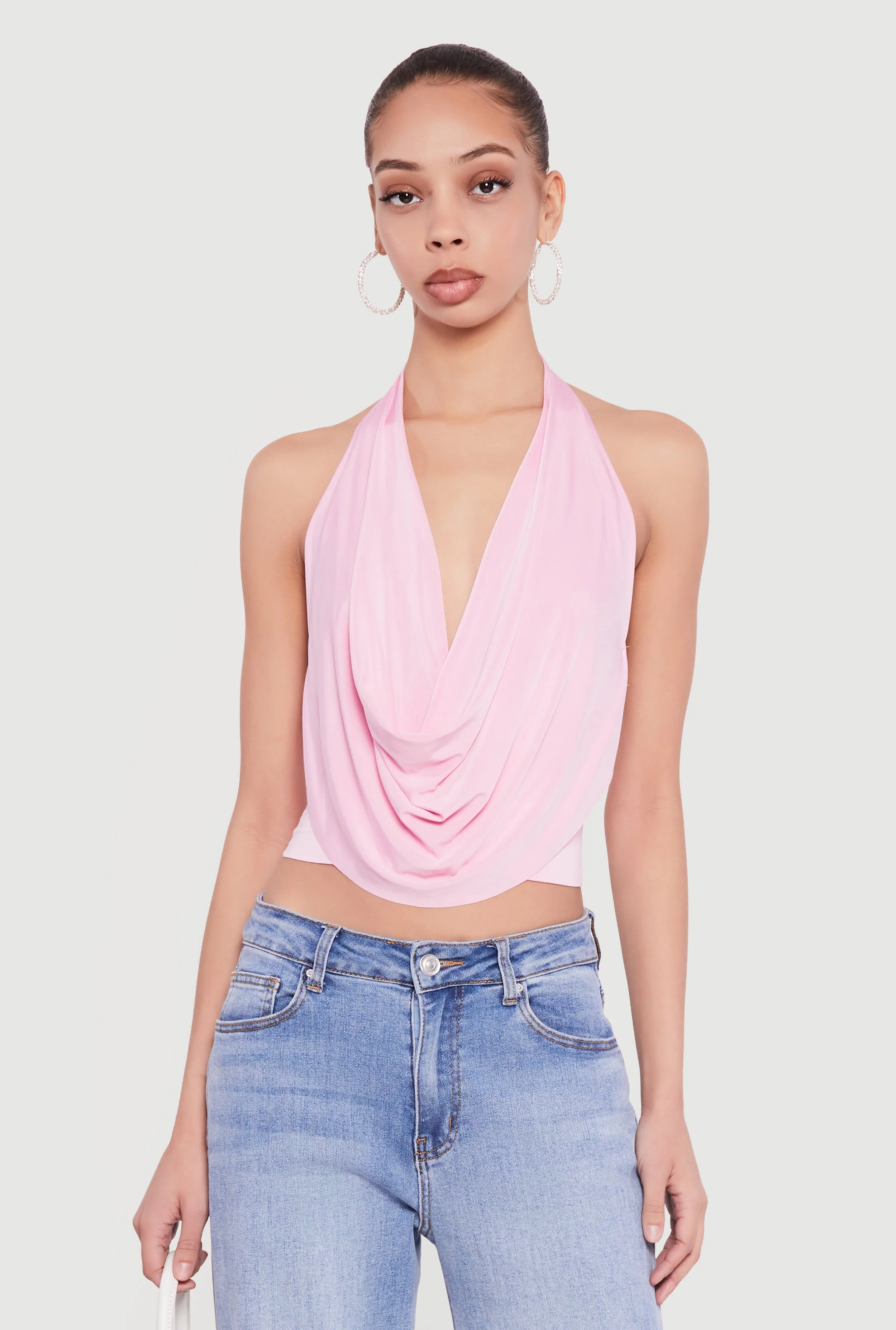 Cowl Neck Halter Crop Top sold by Rainbow product image thumbnail 2