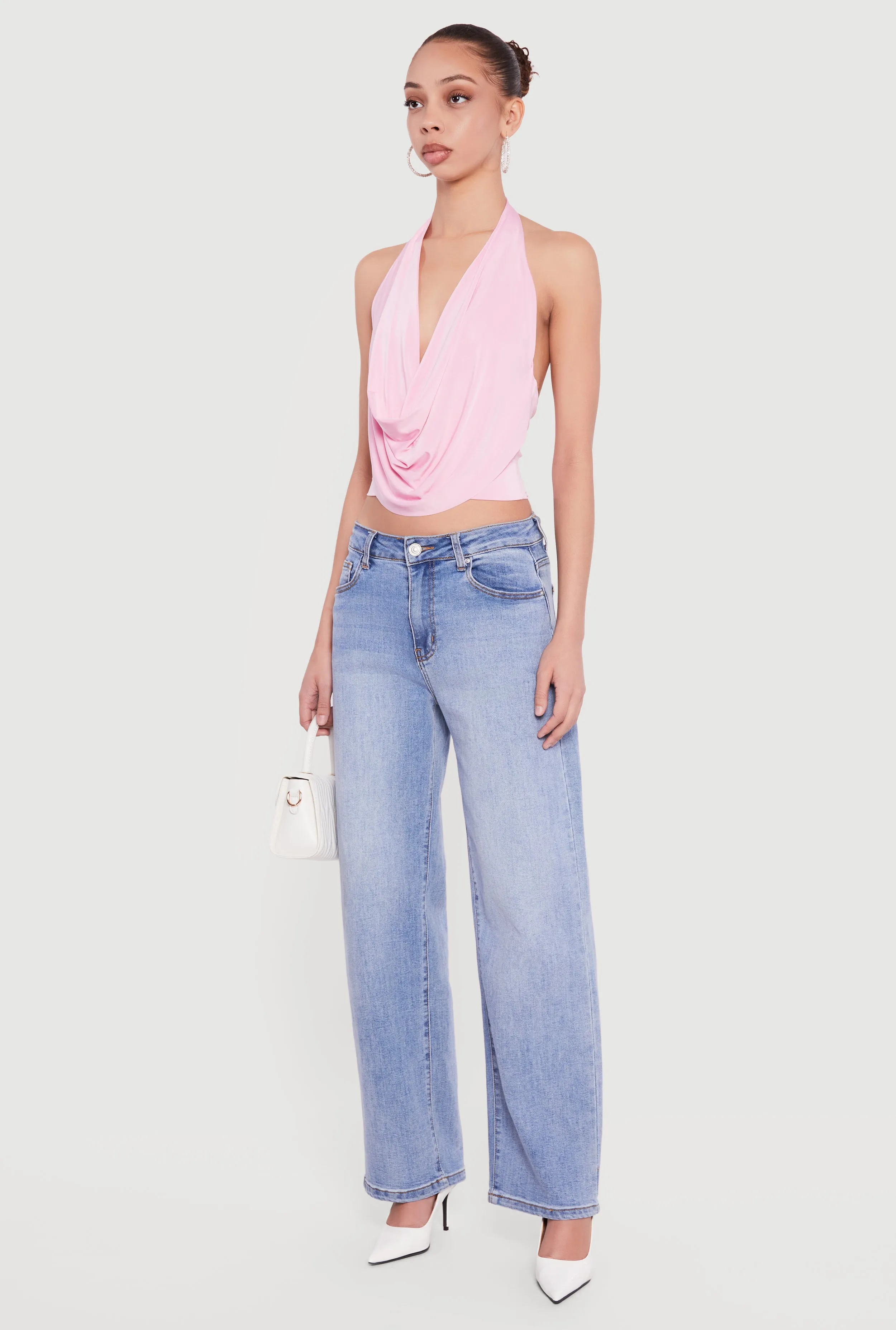 Cowl Neck Halter Crop Top sold by Rainbow product image thumbnail 3