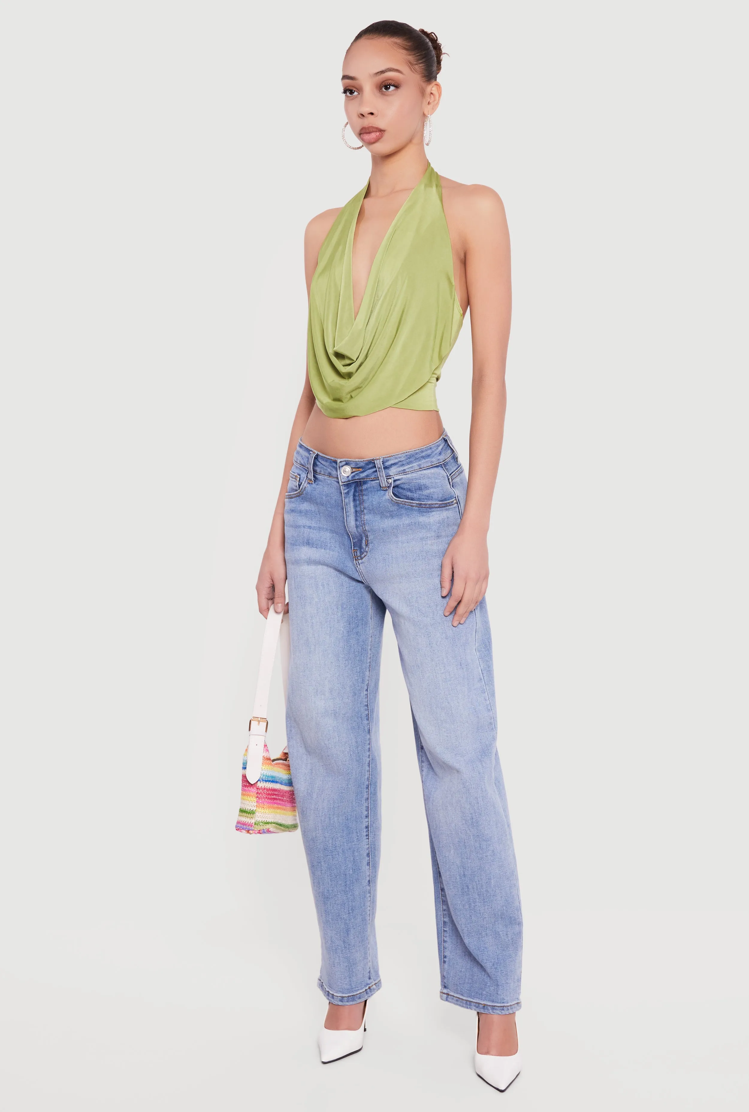 Cowl Neck Halter Crop Top sold by Rainbow product image thumbnail 3