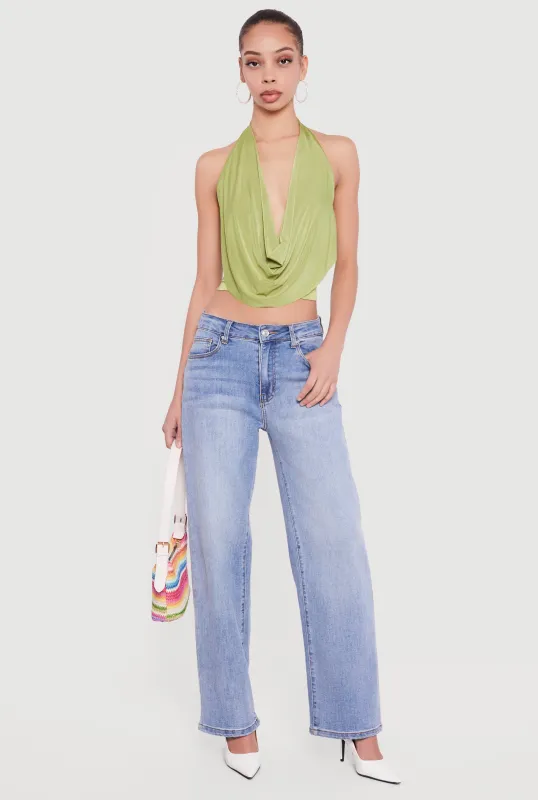 Cowl Neck Halter Crop Top sold by Rainbow