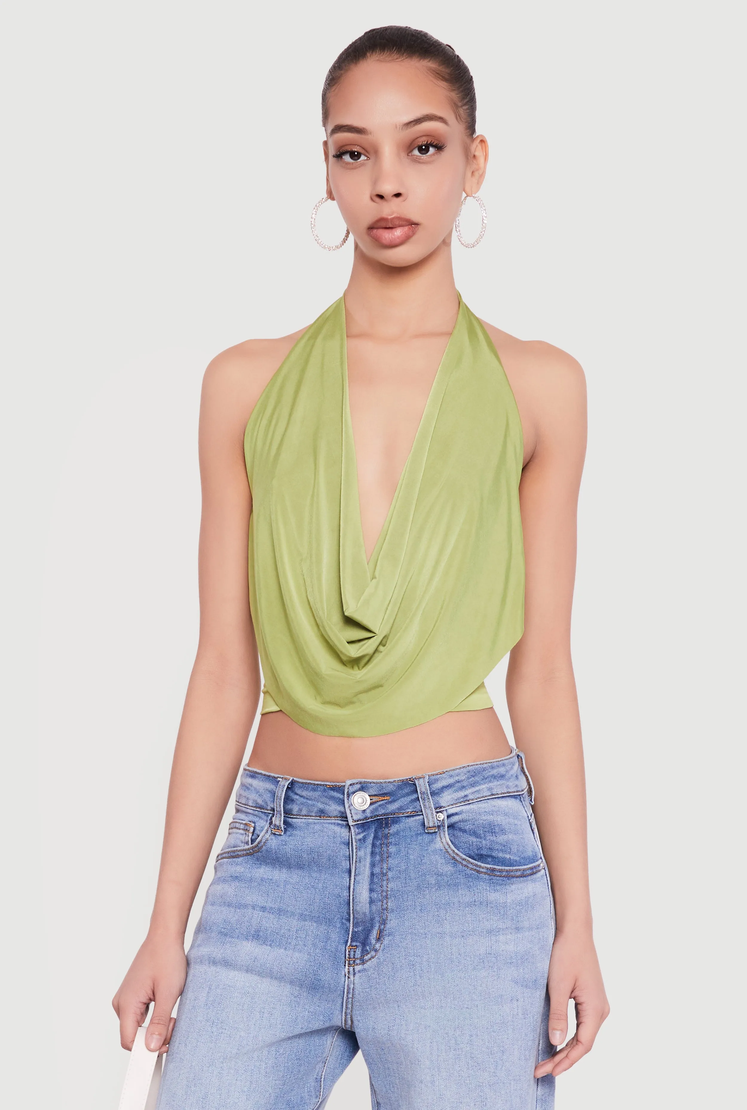 Cowl Neck Halter Crop Top sold by Rainbow product image thumbnail 2