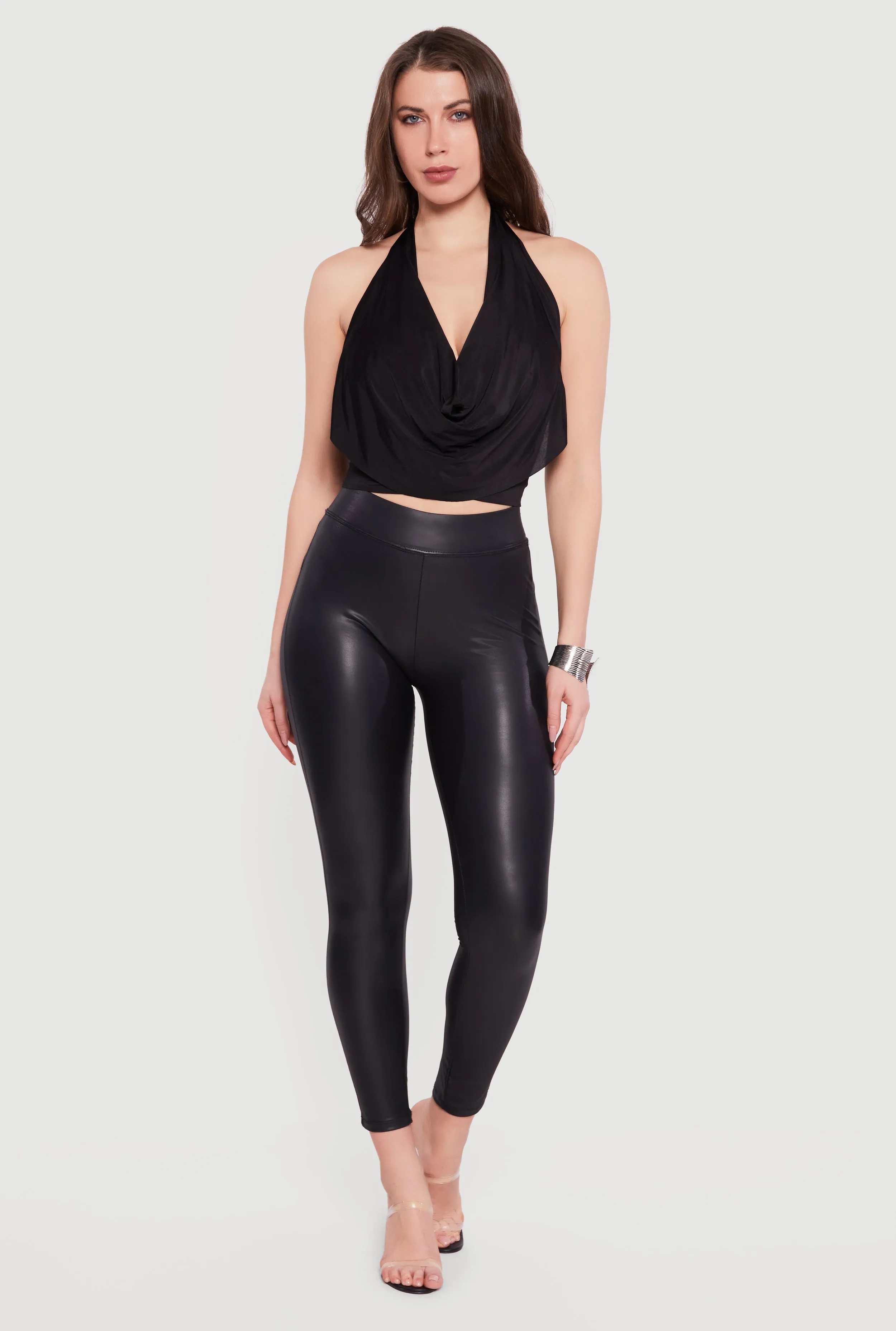 Cowl Neck Halter Crop Top sold by Rainbow