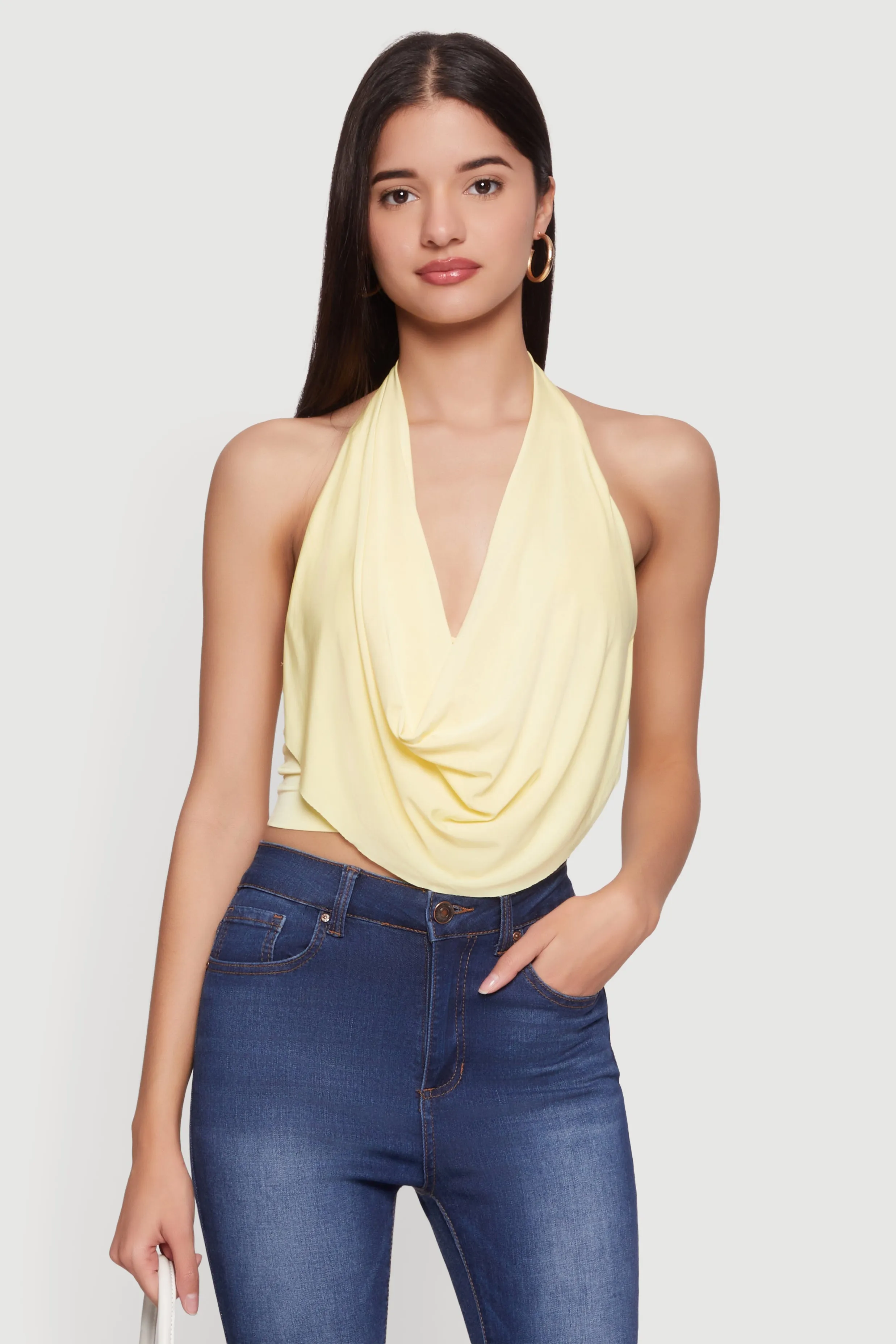 Cowl Neck Halter Crop Top sold by Rainbow product image thumbnail 2