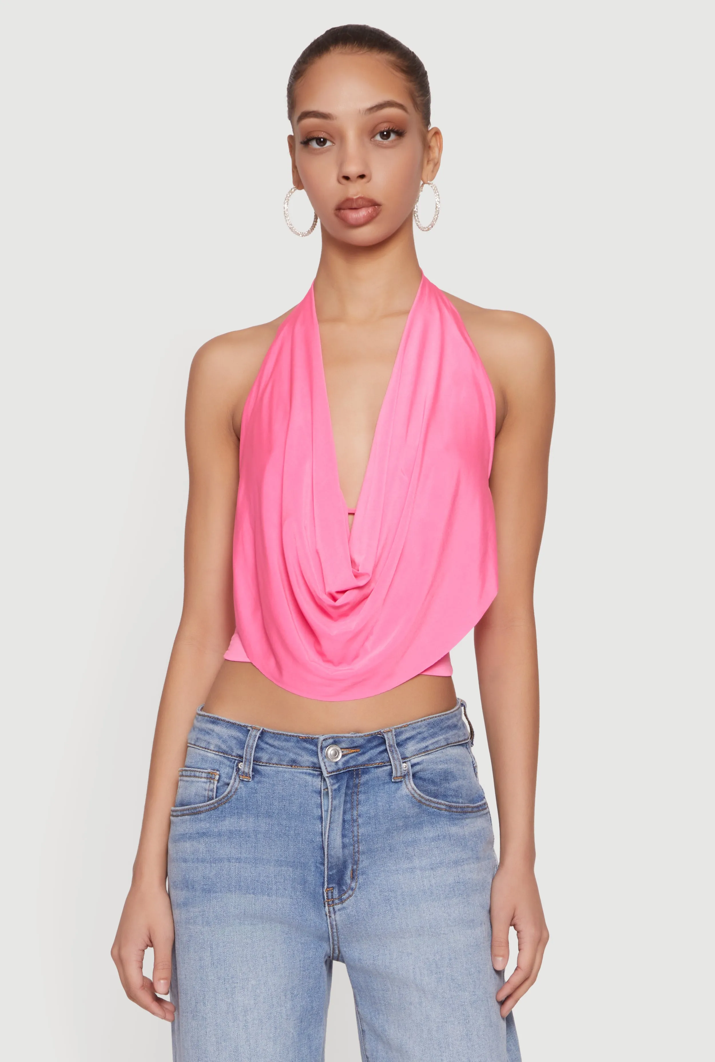 Cowl Neck Halter Crop Top sold by Rainbow product image thumbnail 2