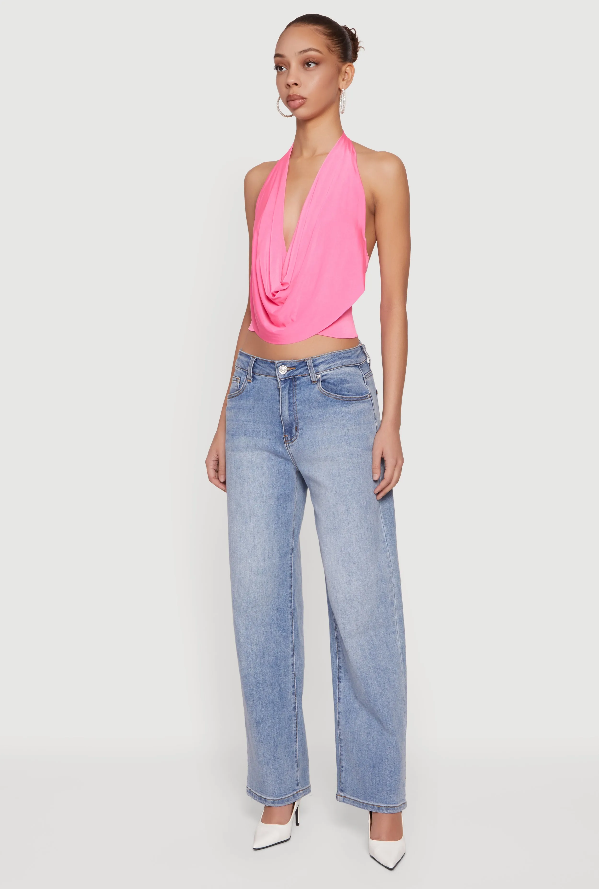 Cowl Neck Halter Crop Top sold by Rainbow product image thumbnail 3