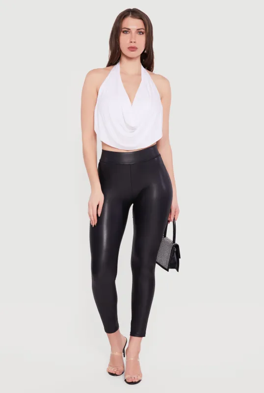 Cowl Neck Halter Crop Top sold by Rainbow