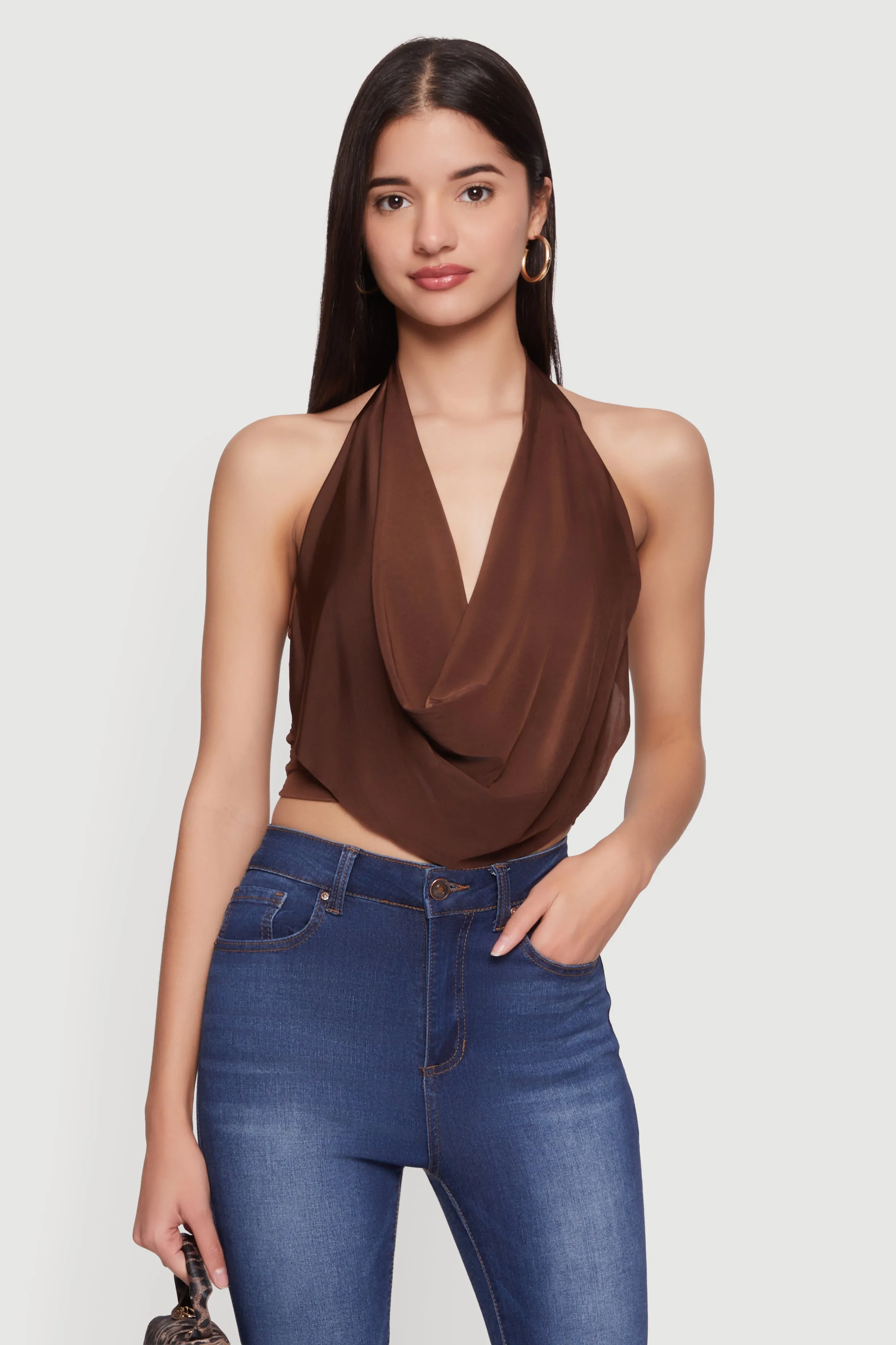 Cowl Neck Halter Crop Top sold by Rainbow product image thumbnail 2