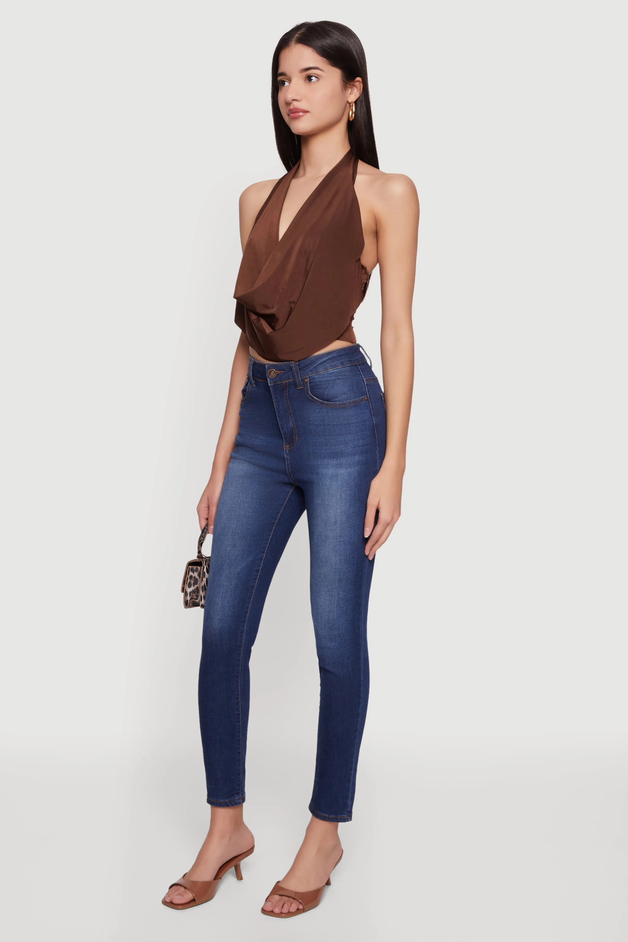 Cowl Neck Halter Crop Top sold by Rainbow product image thumbnail 3