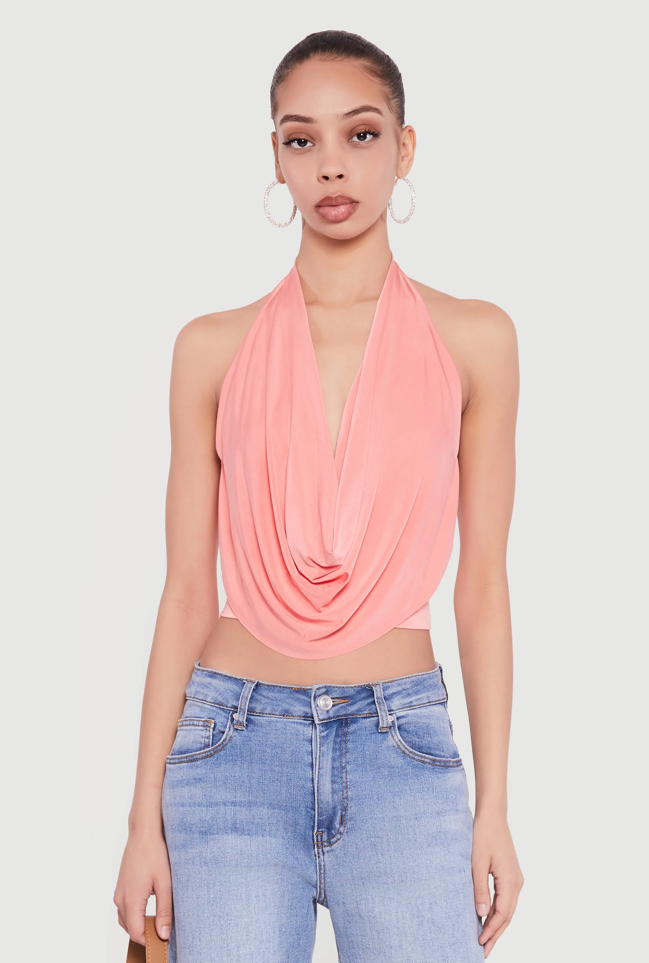 Cowl Neck Halter Crop Top sold by Rainbow product image thumbnail 2