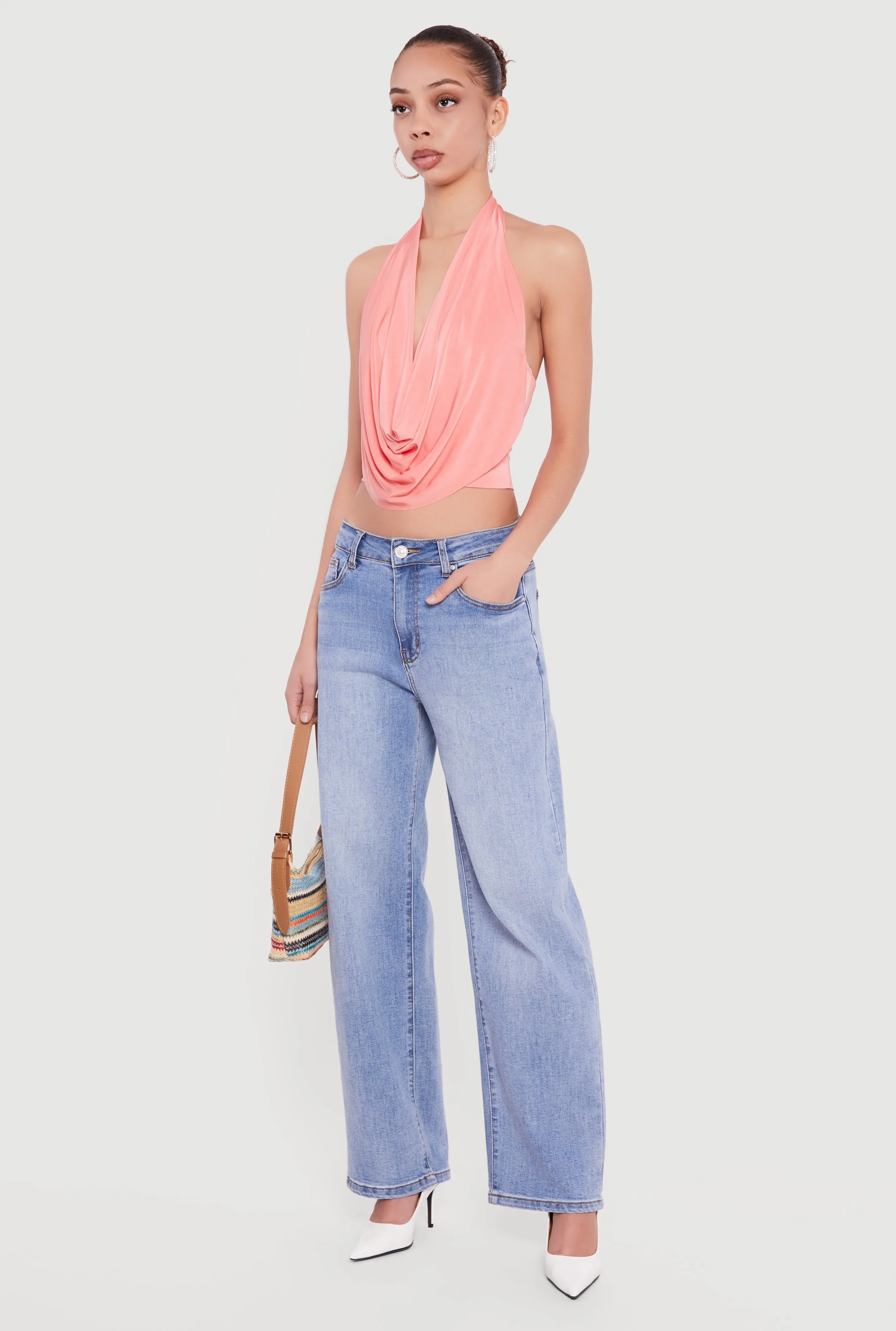 Cowl Neck Halter Crop Top sold by Rainbow product image thumbnail 3