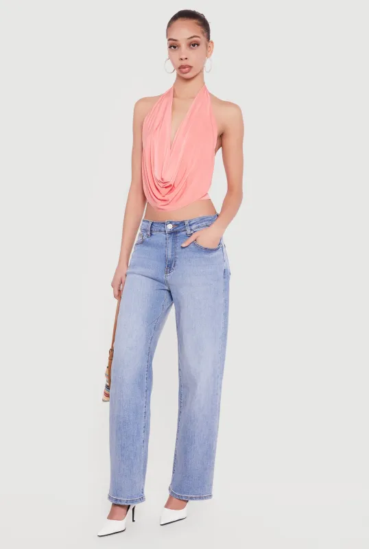 Cowl Neck Halter Crop Top sold by Rainbow