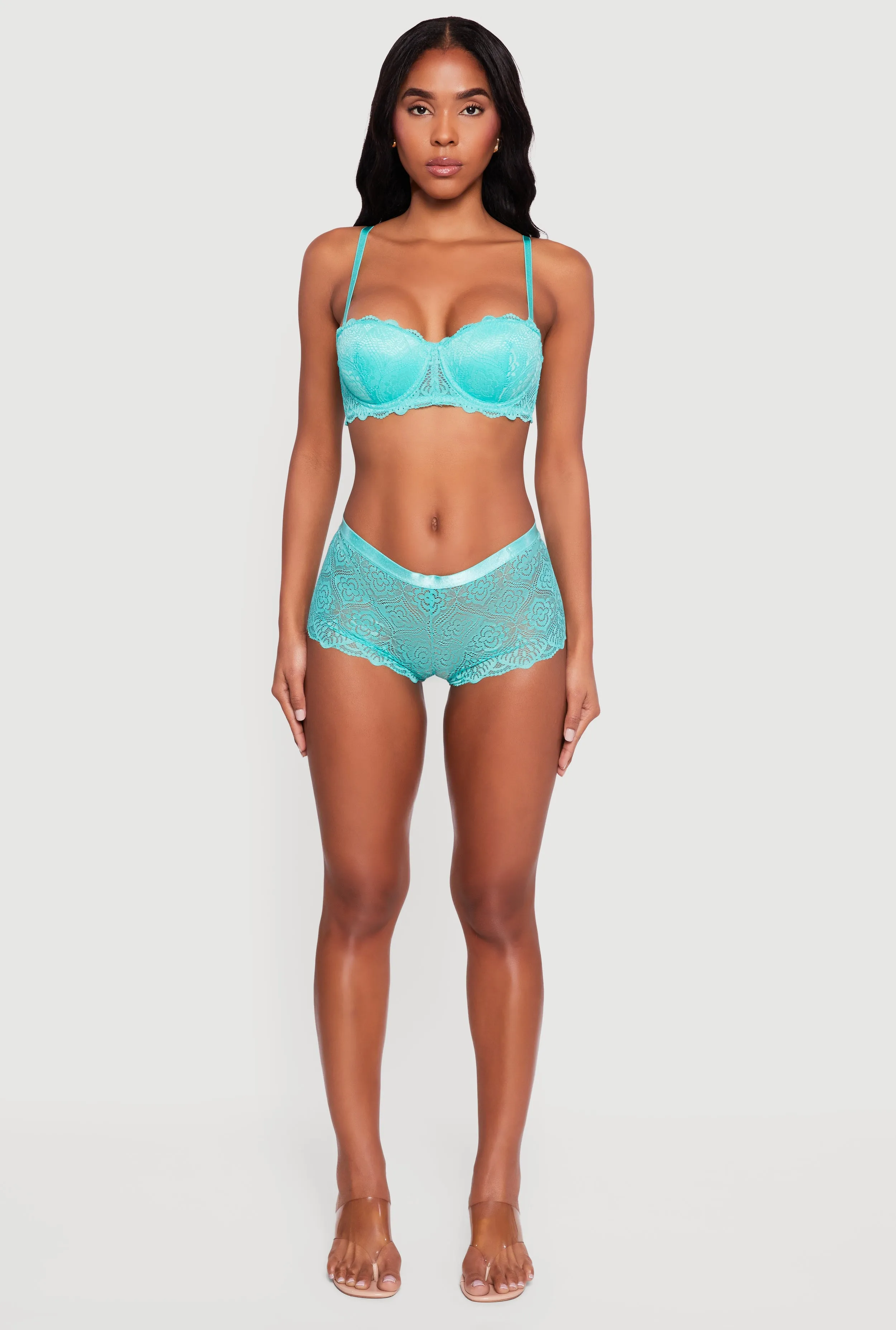 Scalloped Floral Lace Convertible to Strapless Balconette Bra sold by Rainbow product image thumbnail 3