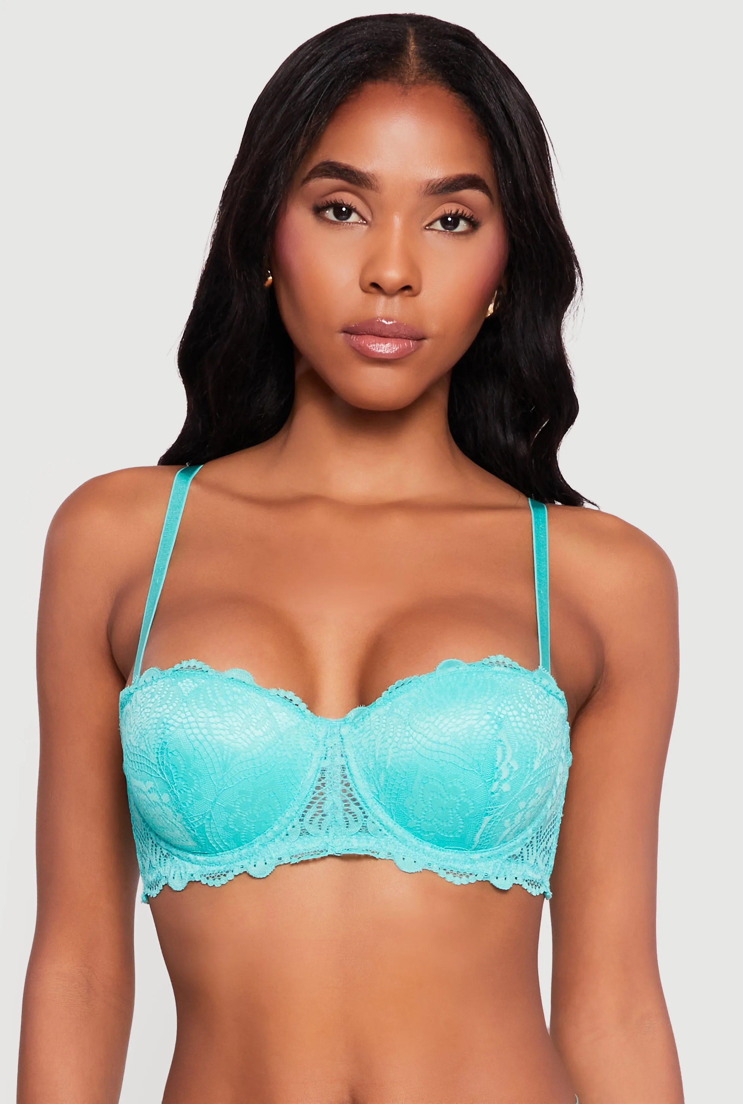 Scalloped Floral Lace Convertible to Strapless Balconette Bra sold by Rainbow