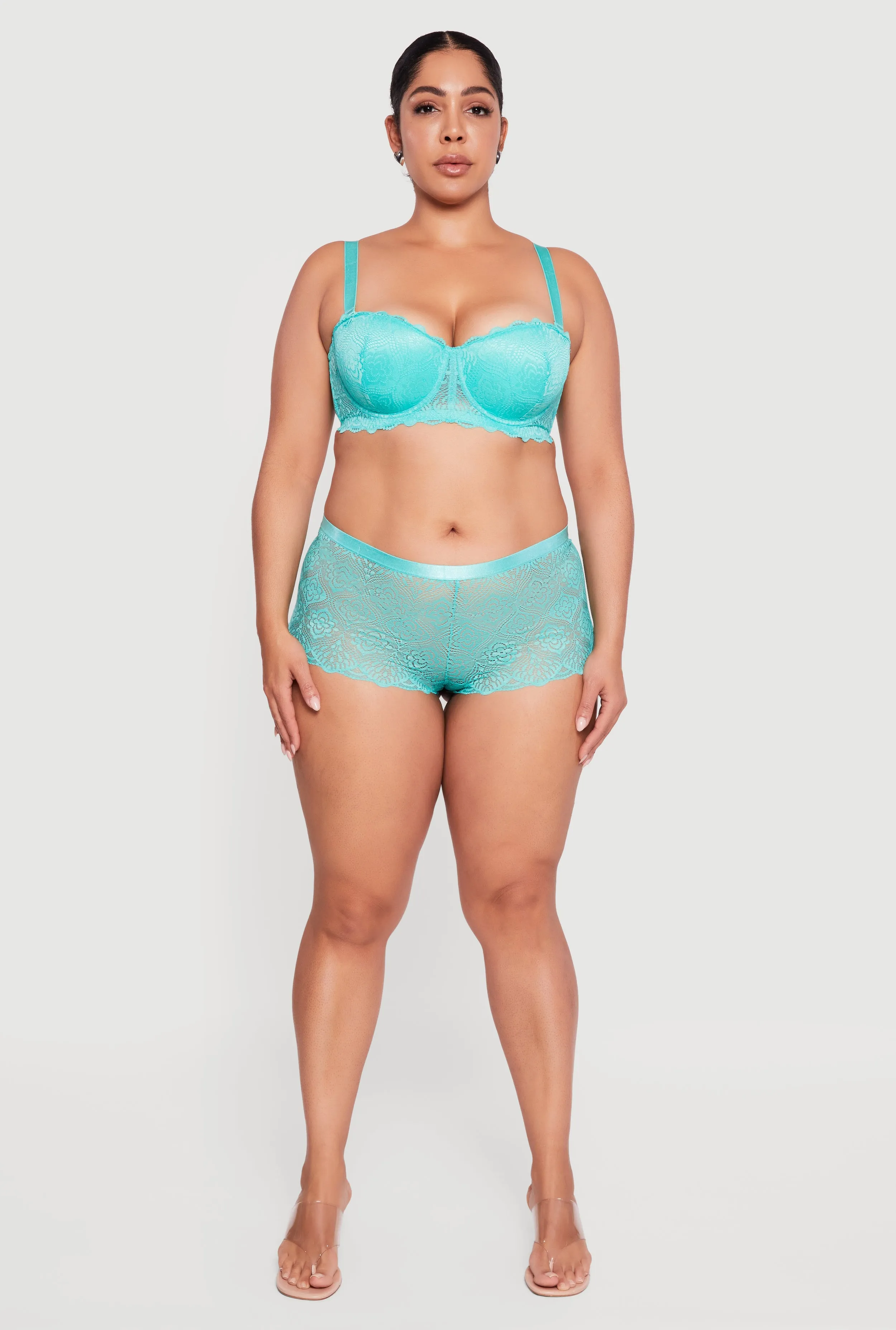 Plus Size Floral Patterned Lace Boyshort Panty sold by Rainbow product image thumbnail 3