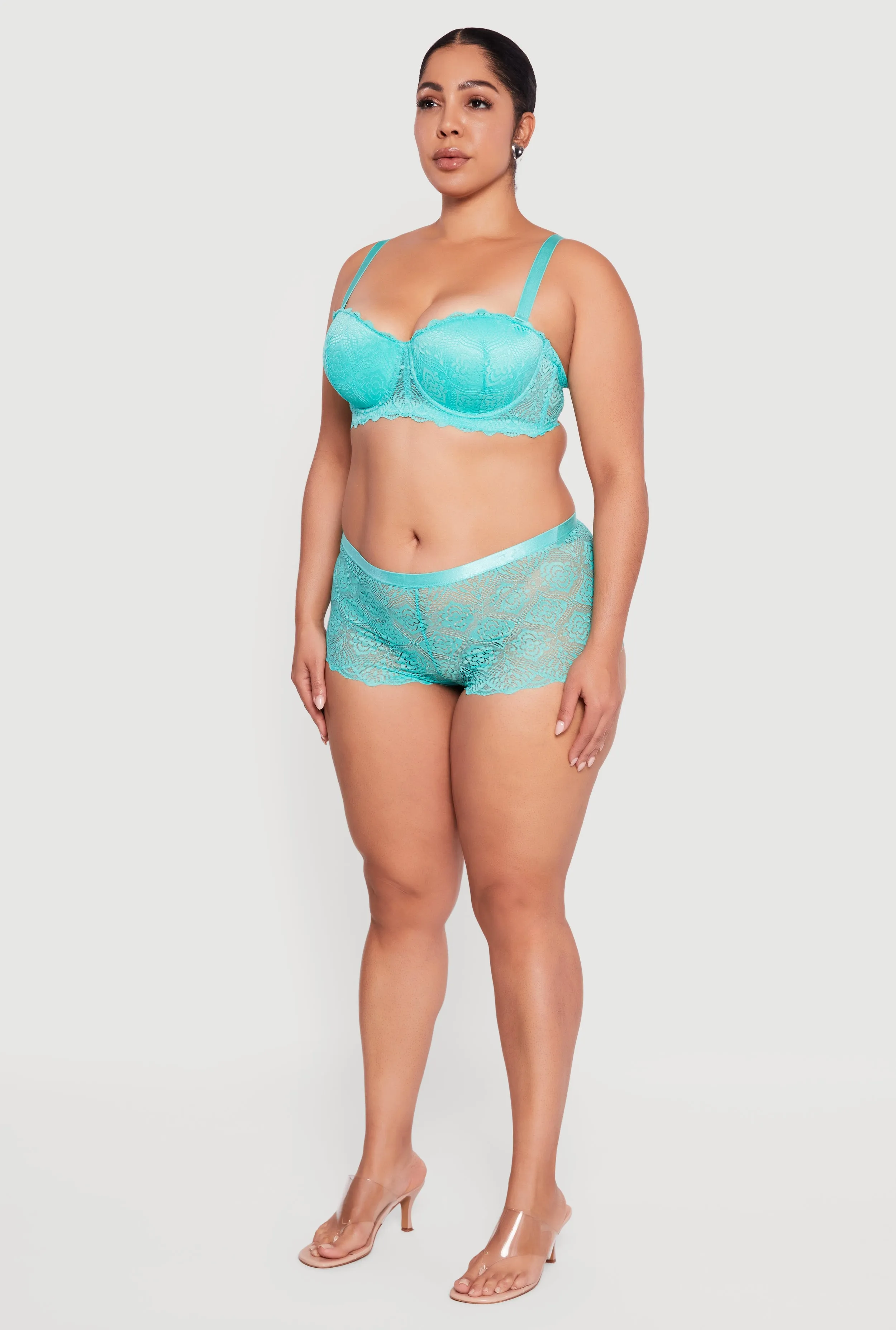 Plus Size Floral Patterned Lace Boyshort Panty sold by Rainbow product image thumbnail 5