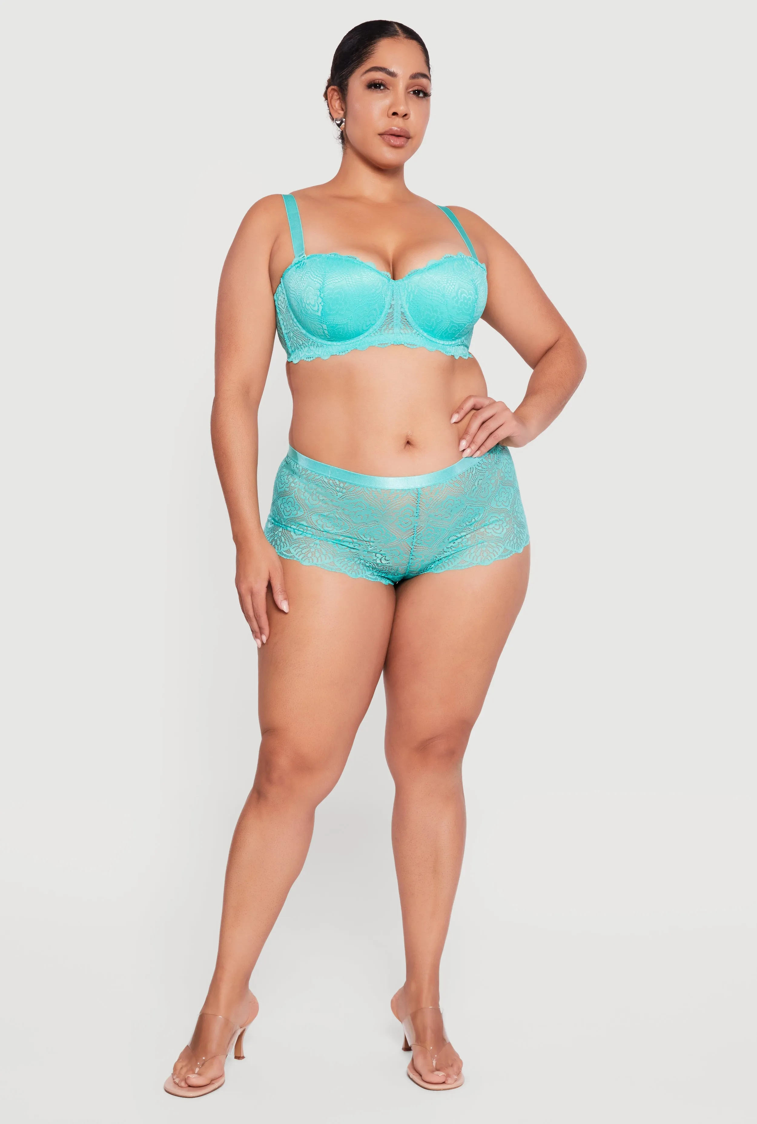 Plus Size Floral Patterned Lace Boyshort Panty sold by Rainbow product image thumbnail 2