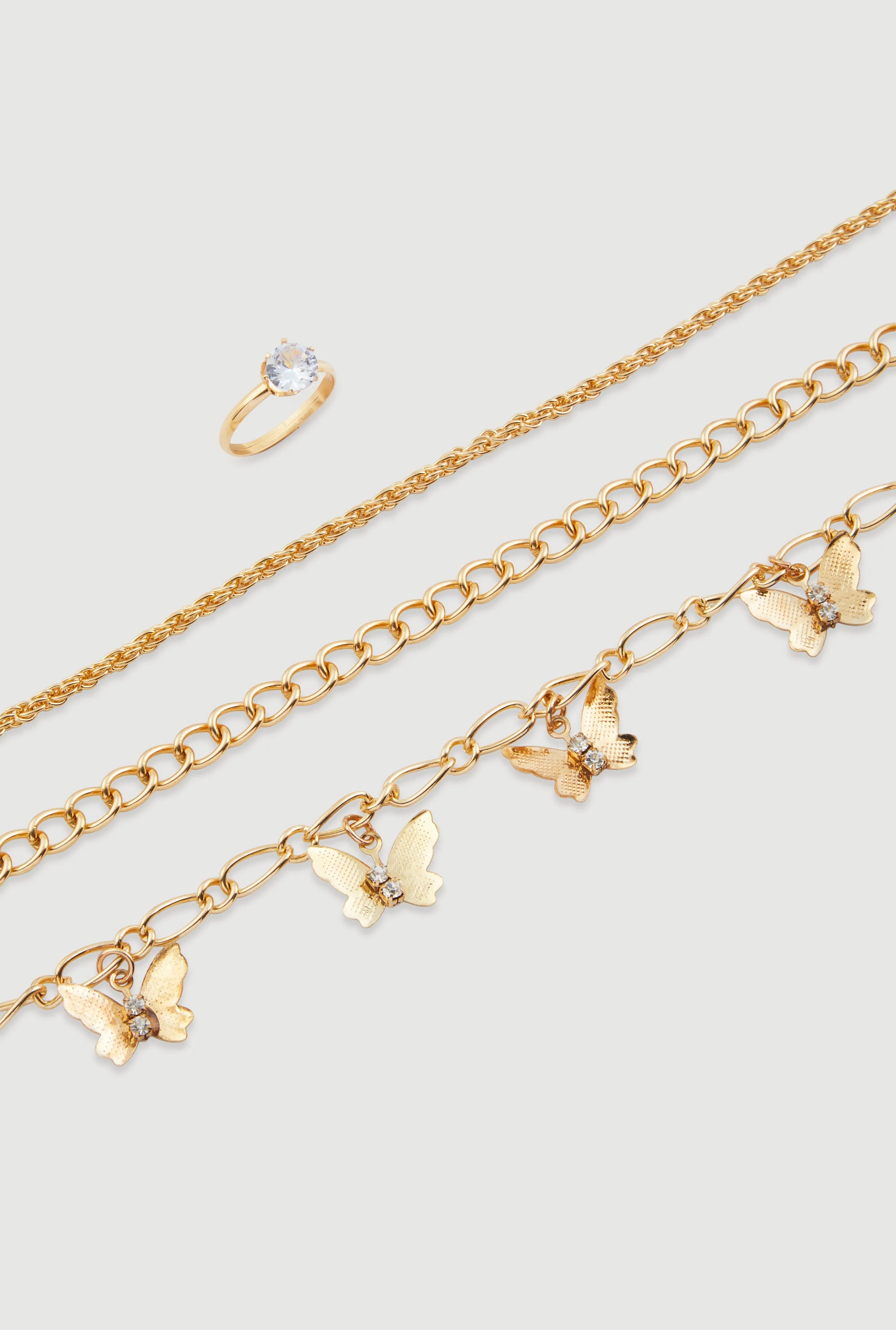 Cubic Zirconia Butterfly Anklets and Toe Ring Set sold by Rainbow product image thumbnail 2