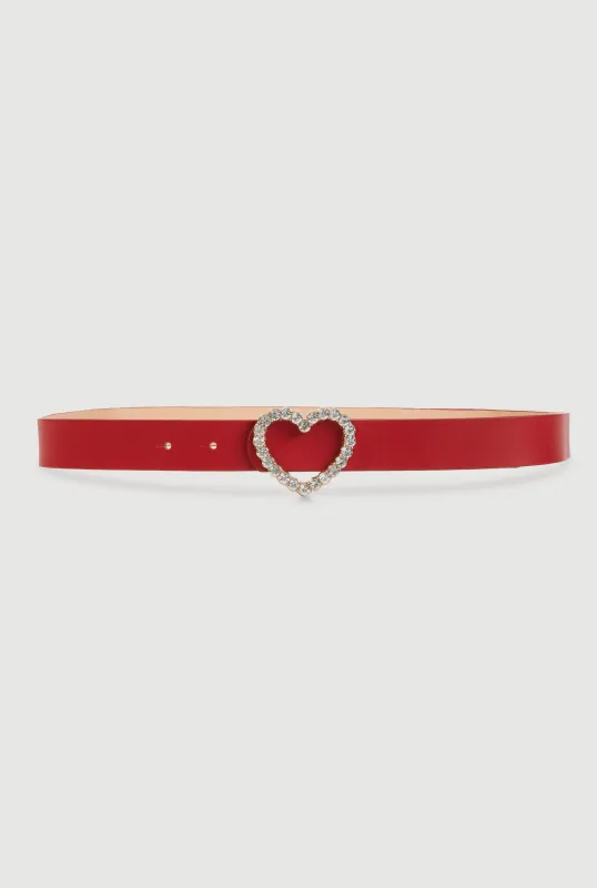 Plus Size Rhinestone Heart Buckle Belt made by Rainbow