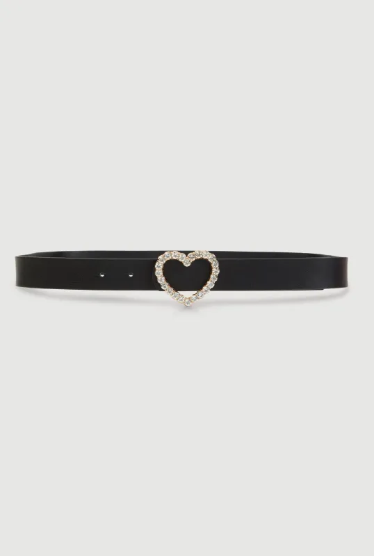 Plus Size Rhinestone Heart Buckle Belt sold by Rainbow
